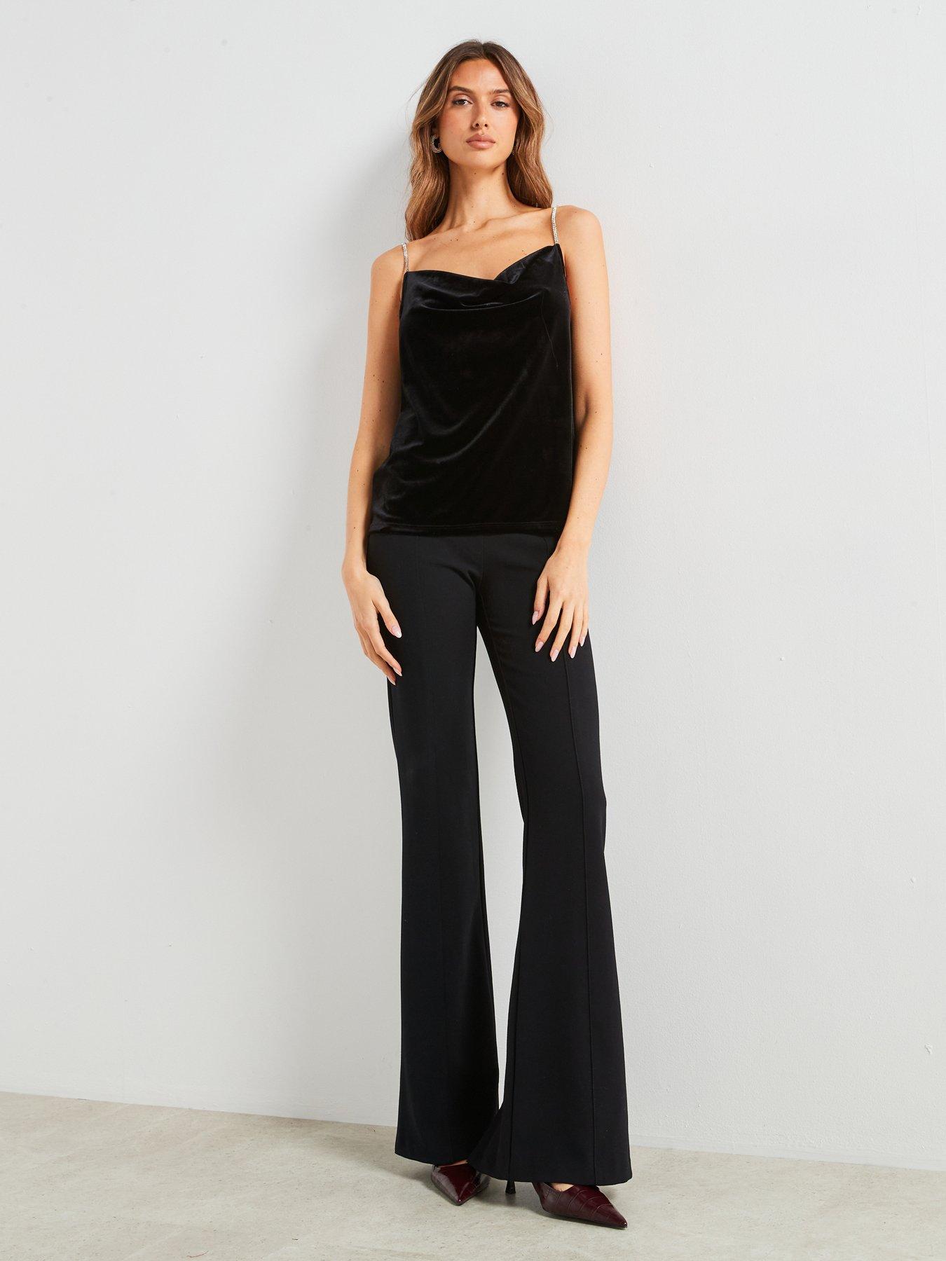 mango-velvet-top-with-rhinestone-straps-blackoutfit