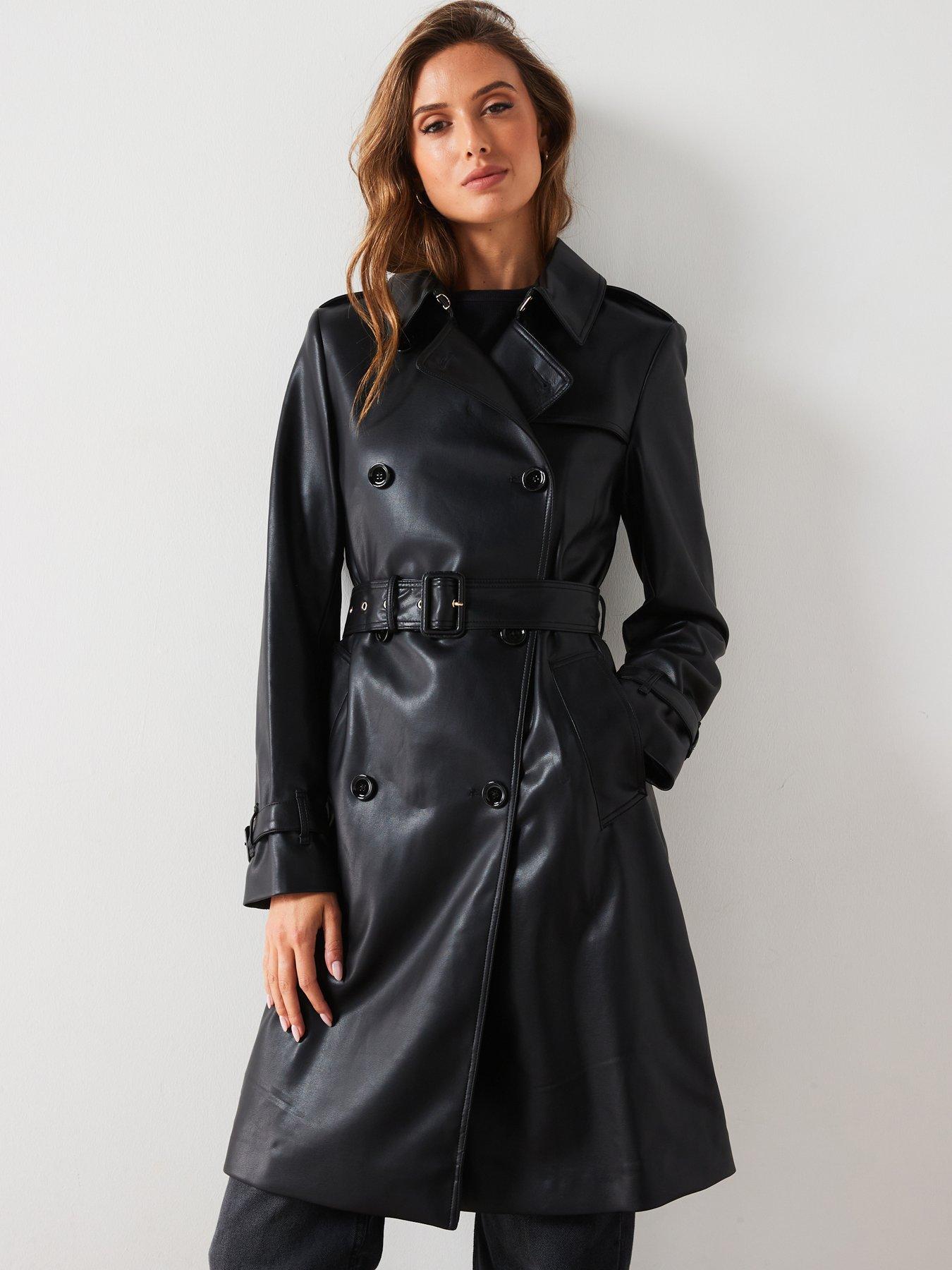 mango-leather-effect-trench-coat-black