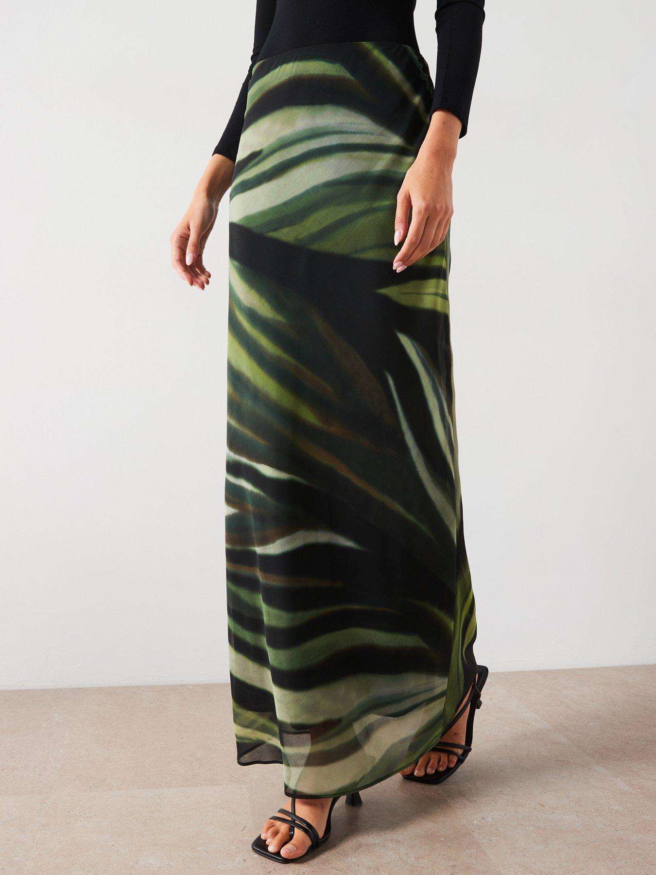 mango-printed-mesh-maxi-skirt-black