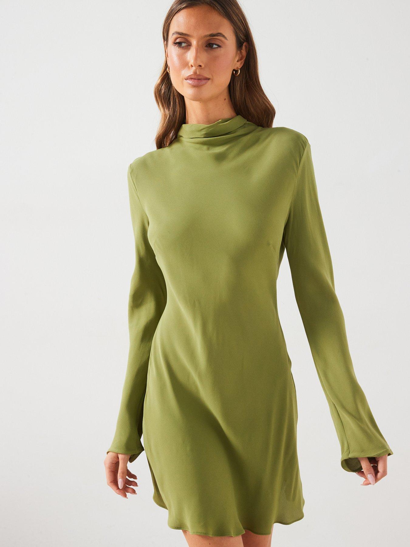 mango-premium-chiffon-dress-green