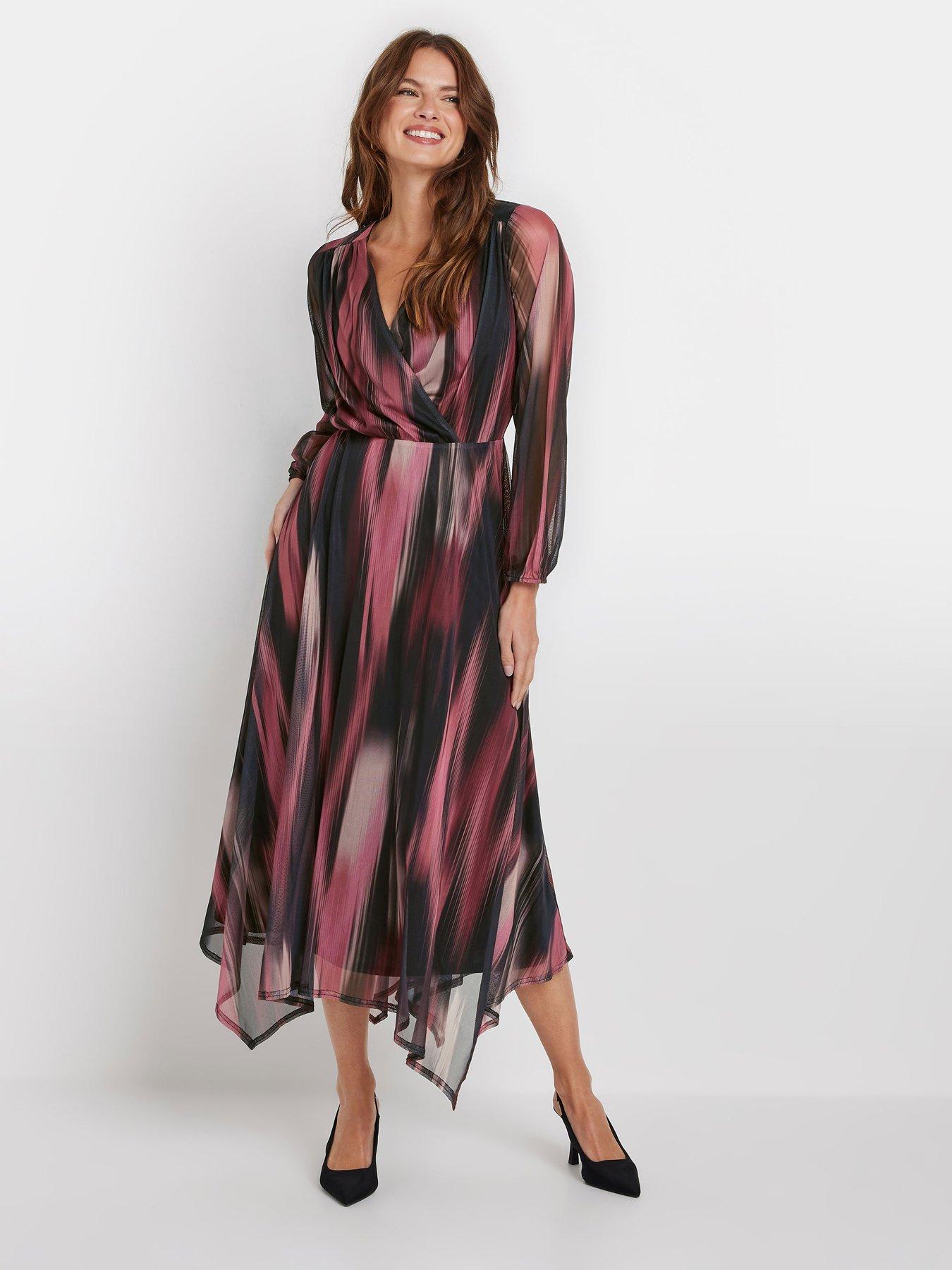 mco-blurred-print-wrap-mesh-dress