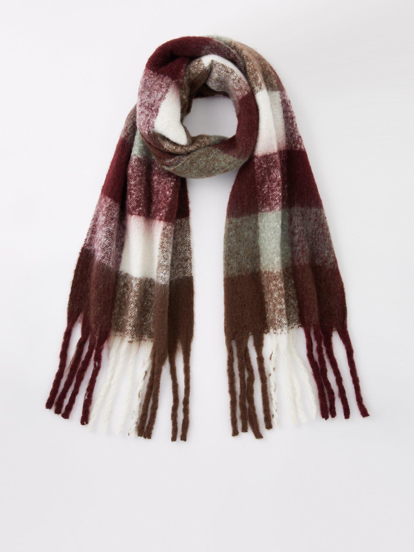 mango-burgundy-check-scarf