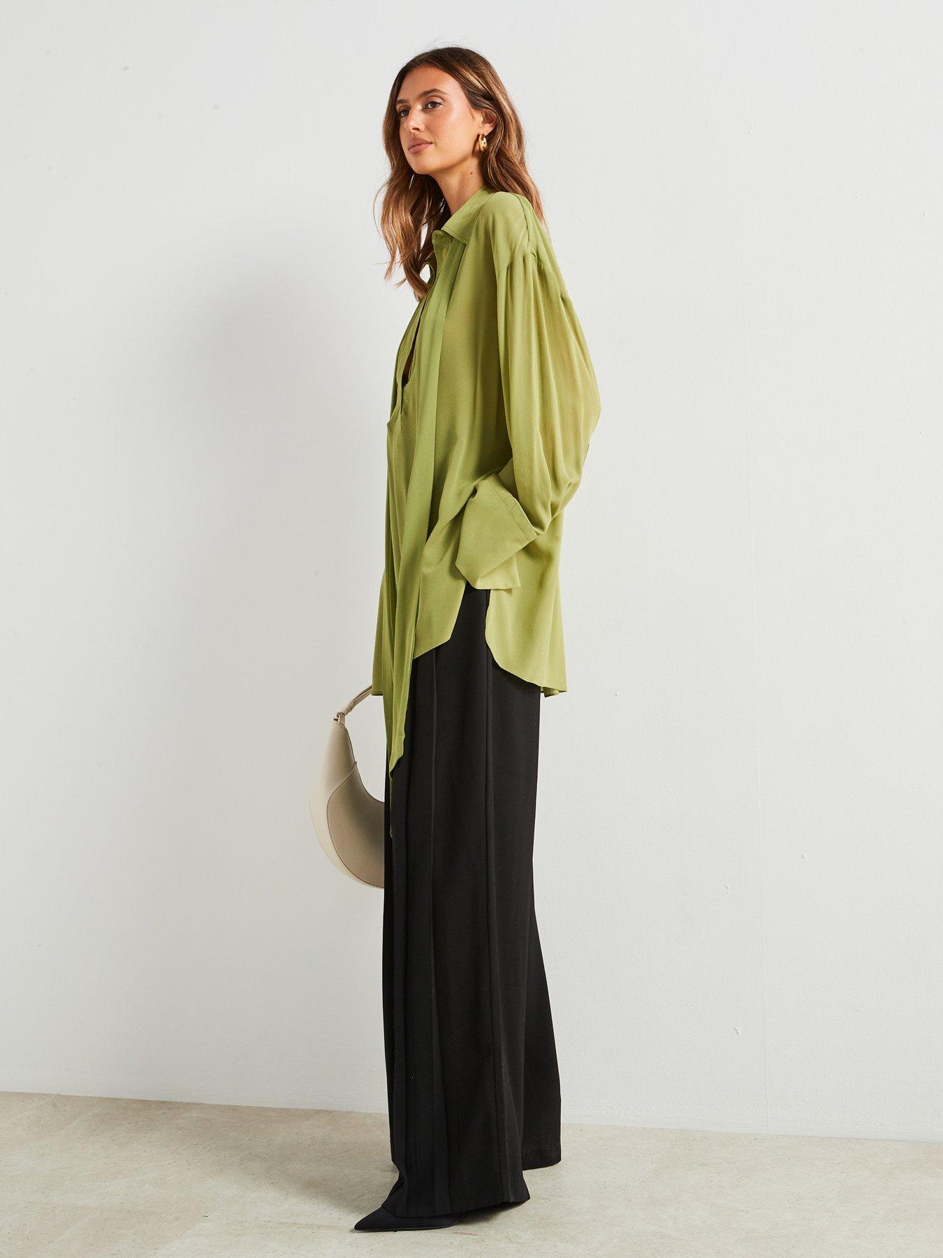 mango-premium-chiffon-tie-neck-shirt-greenoutfit