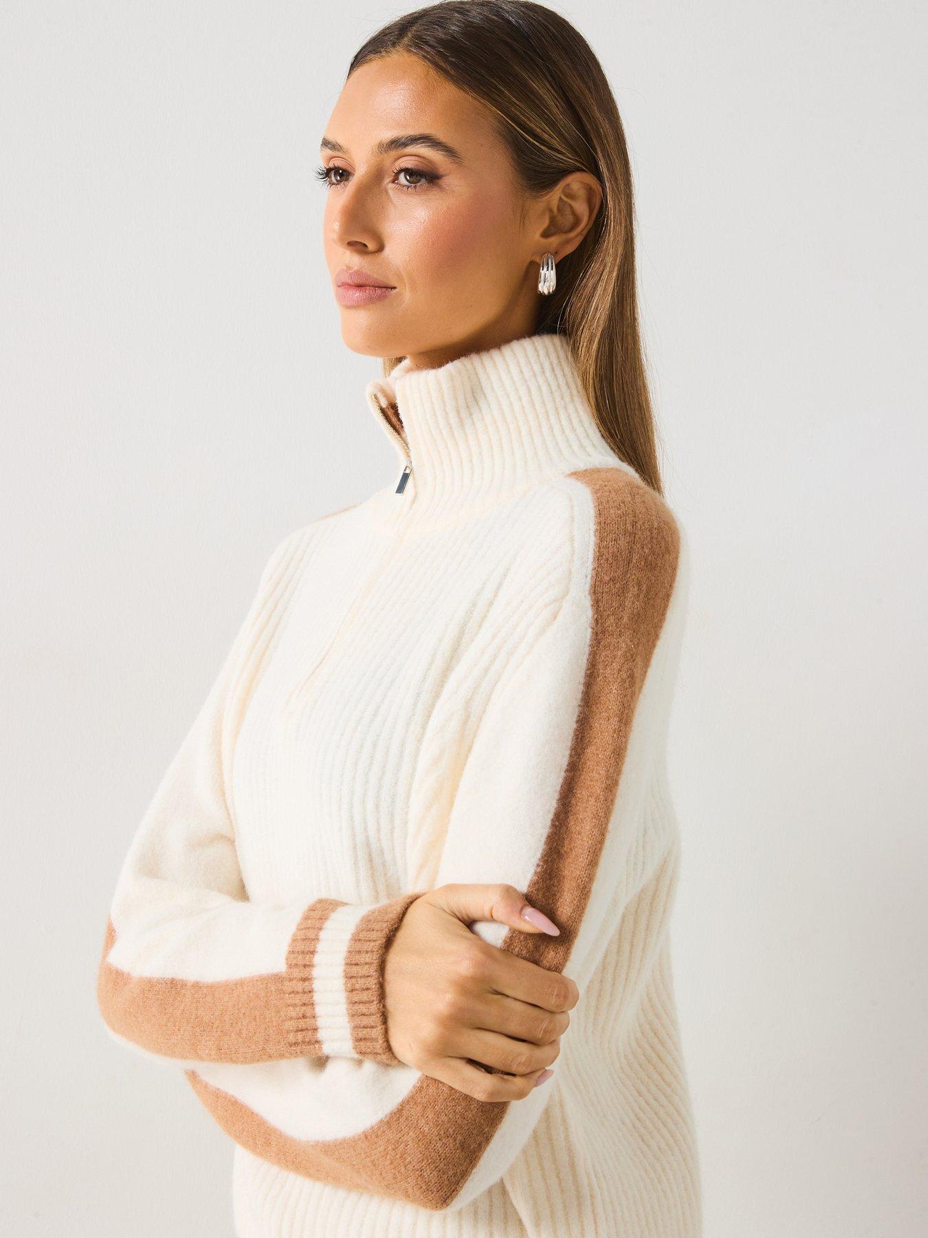 mango-quarter-zip-knitted-jumper-creambeigeoutfit