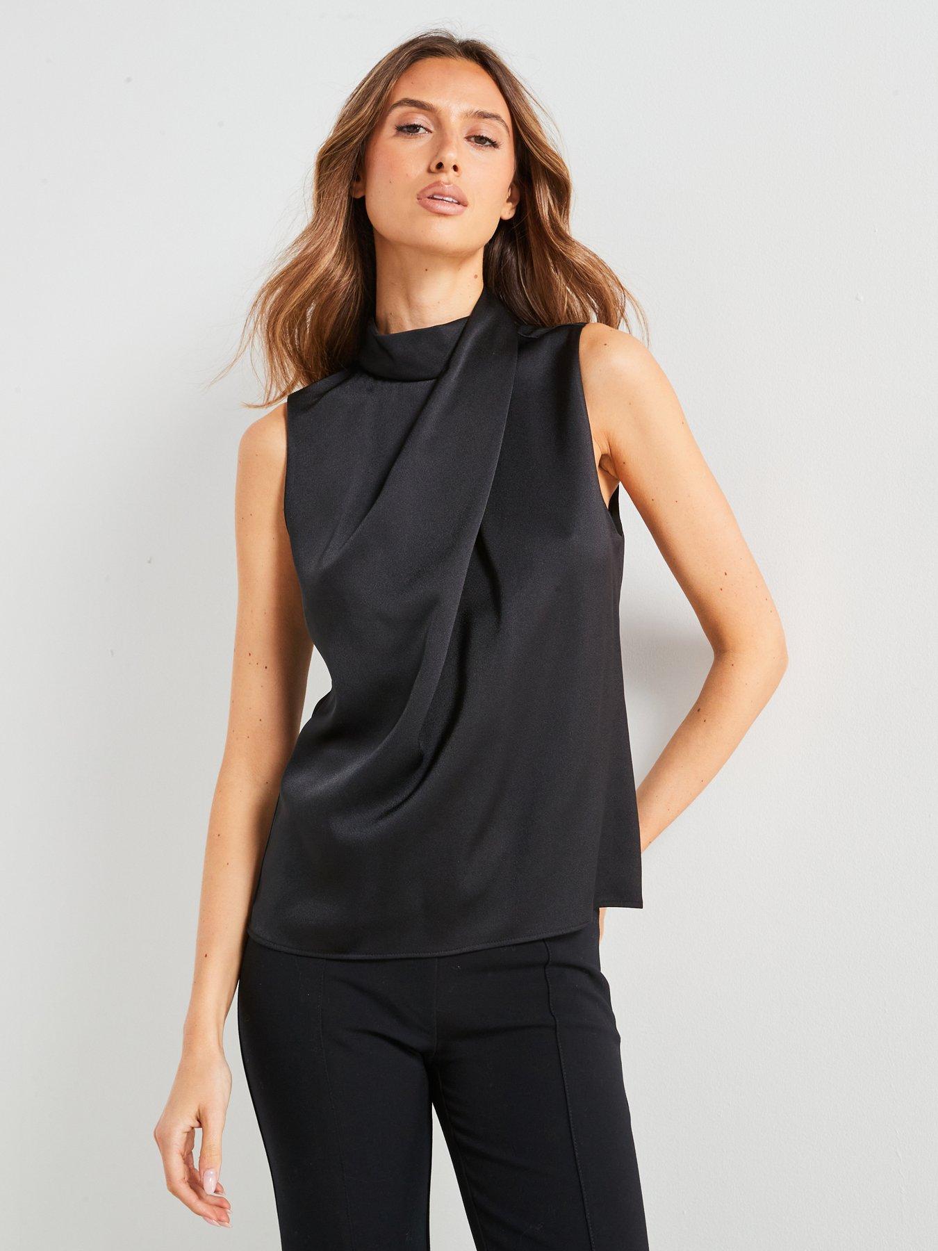 mango-satin-cross-neck-blouse-black