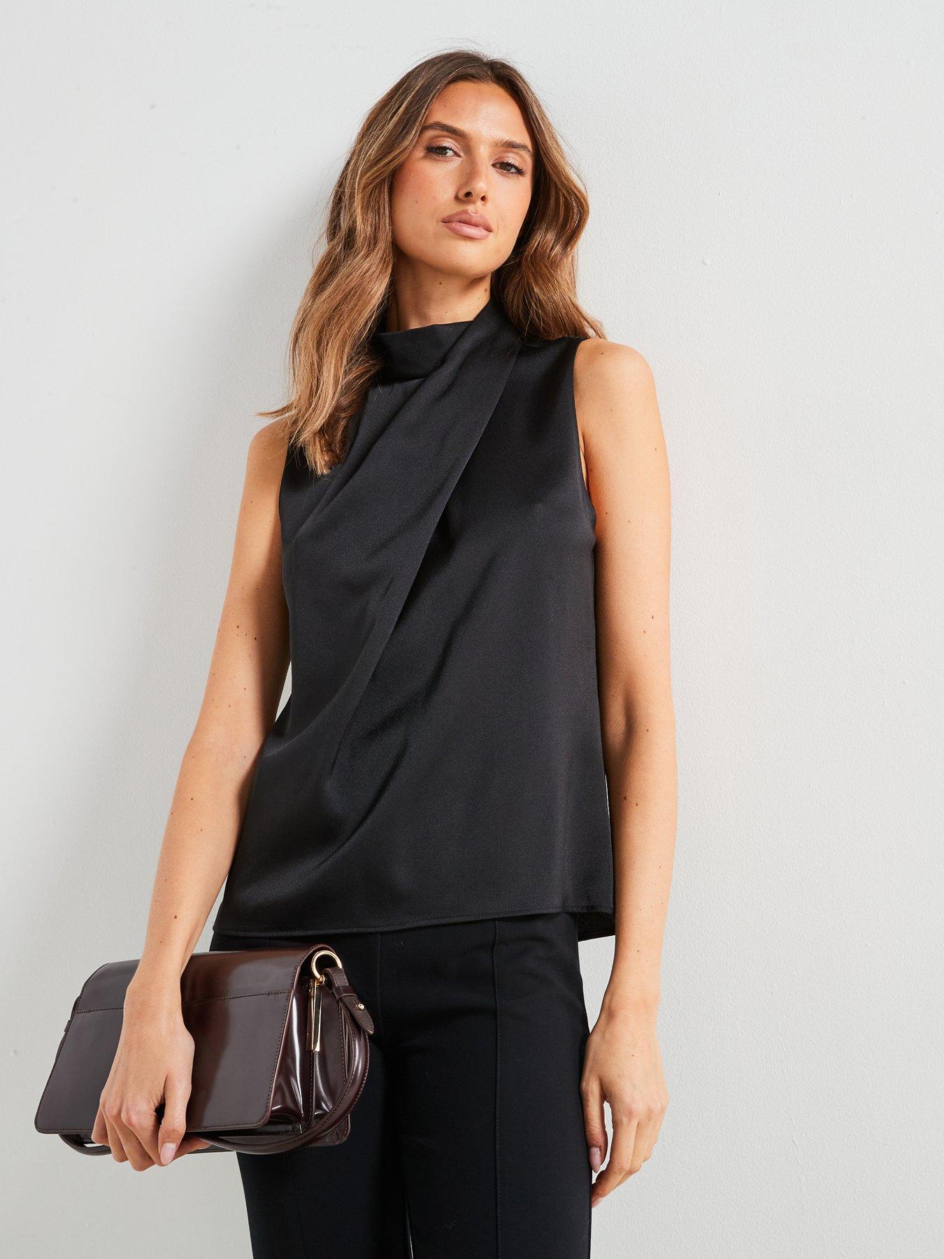 mango-satin-cross-neck-blouse-blackoutfit