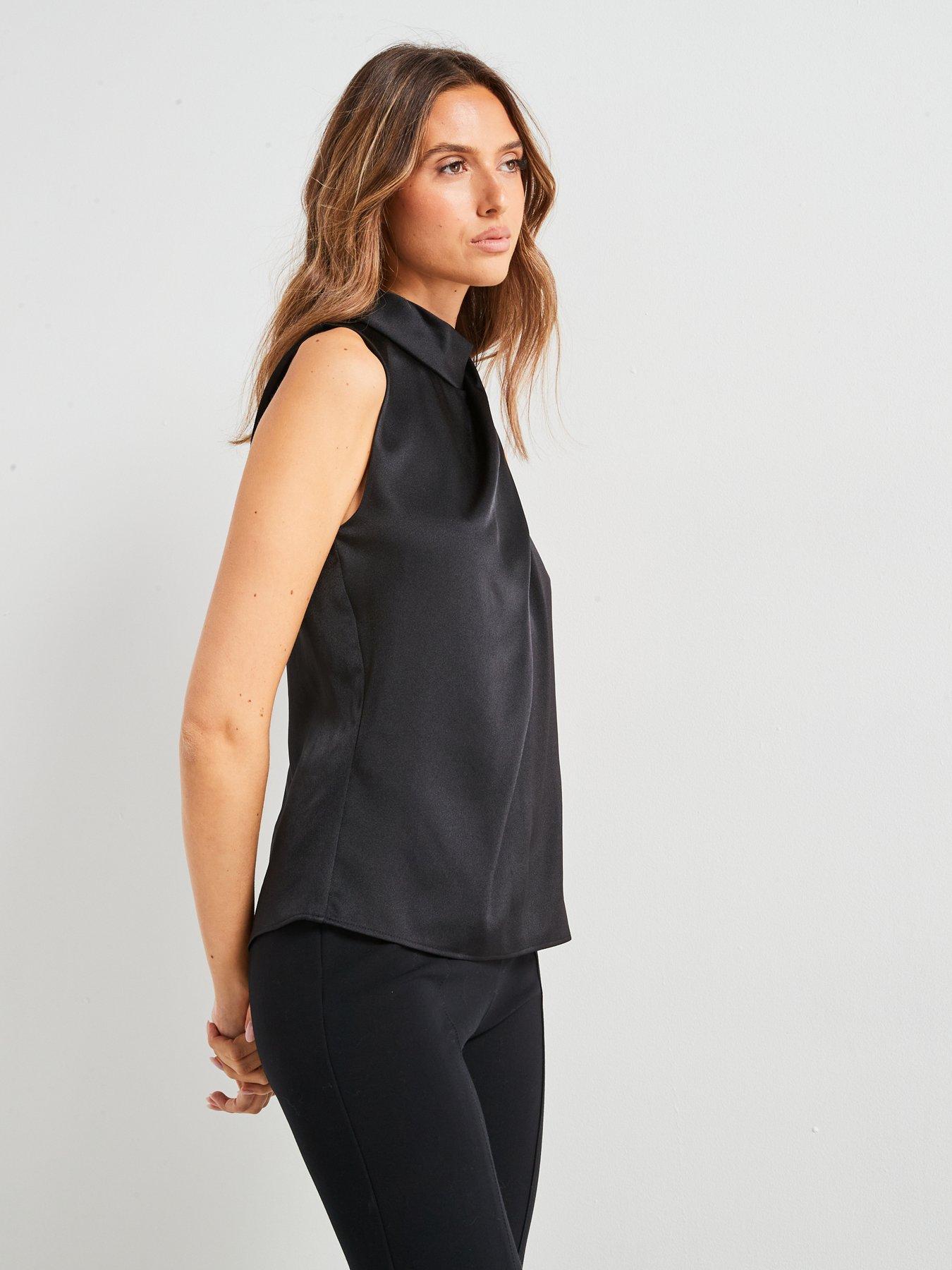 mango-satin-cross-neck-blouse-blackdetail