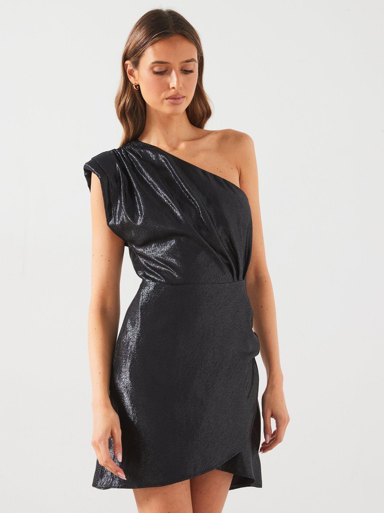 mango-one-shoulder-shimmer-dress-blackoutfit