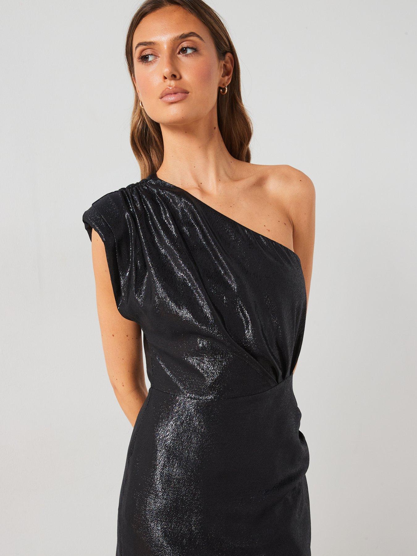 mango-one-shoulder-shimmer-dress-blackdetail