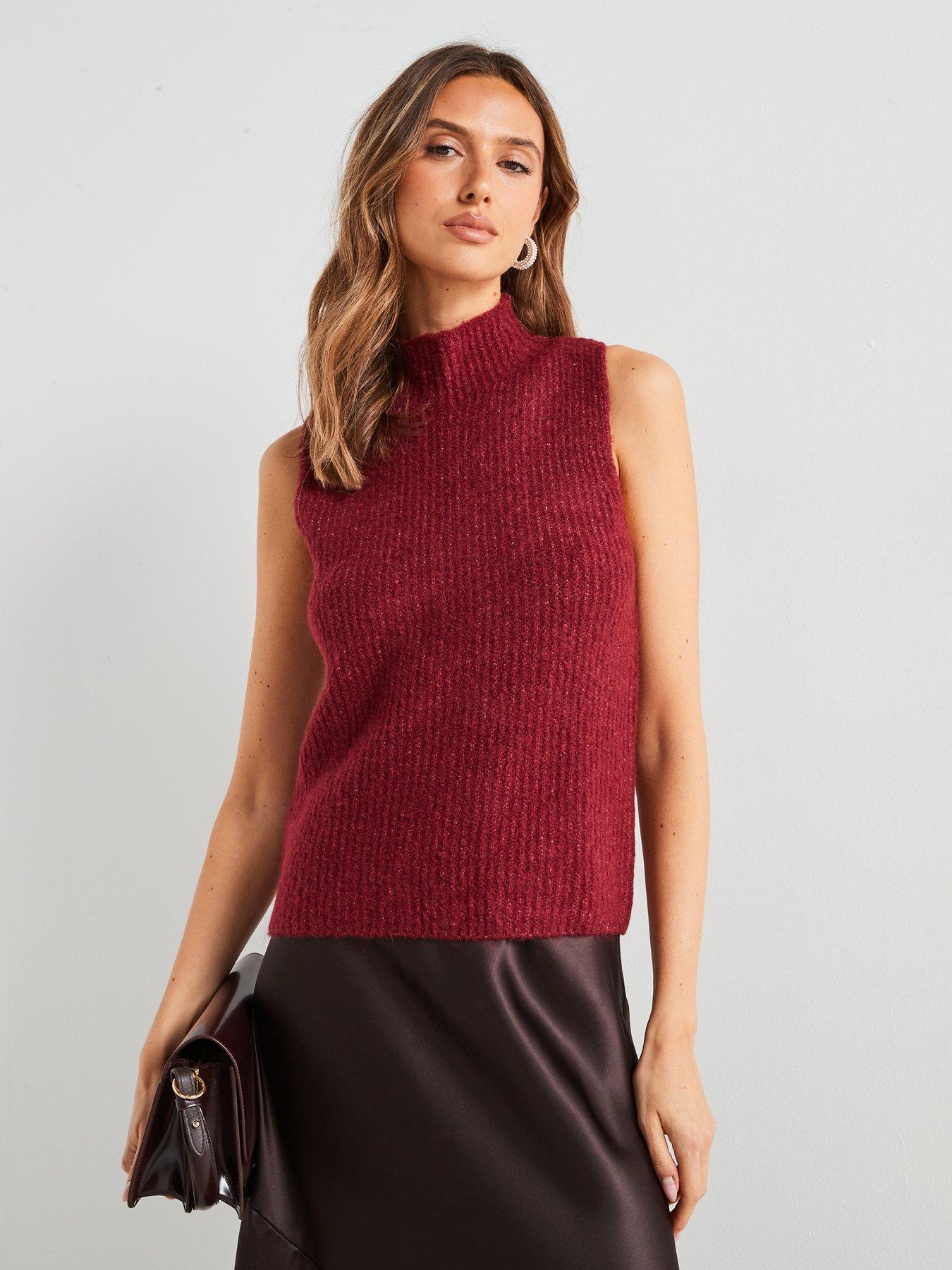 mango-knitted-high-neck-vest-burgundy