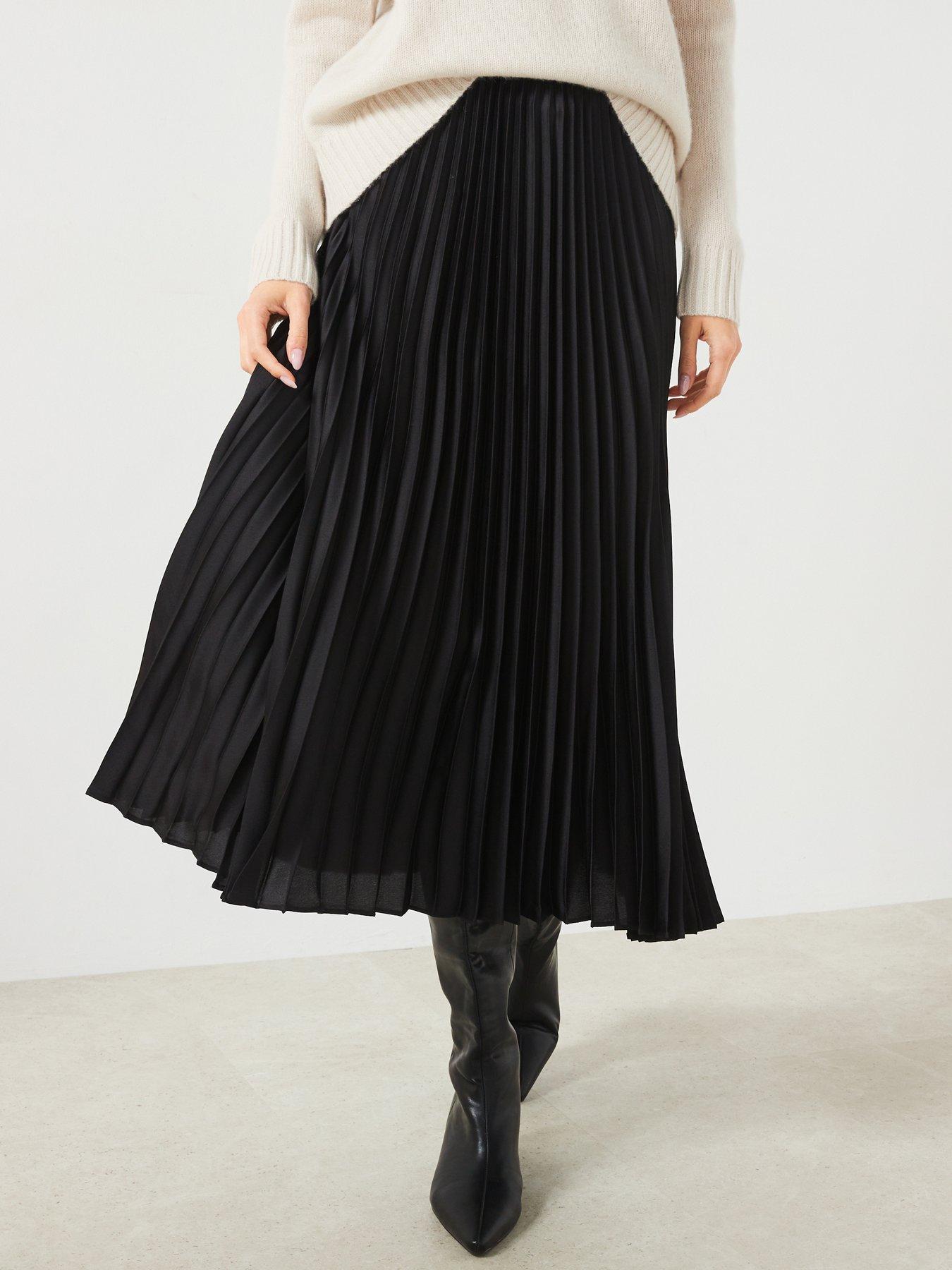 mango-pleated-long-skirt-black