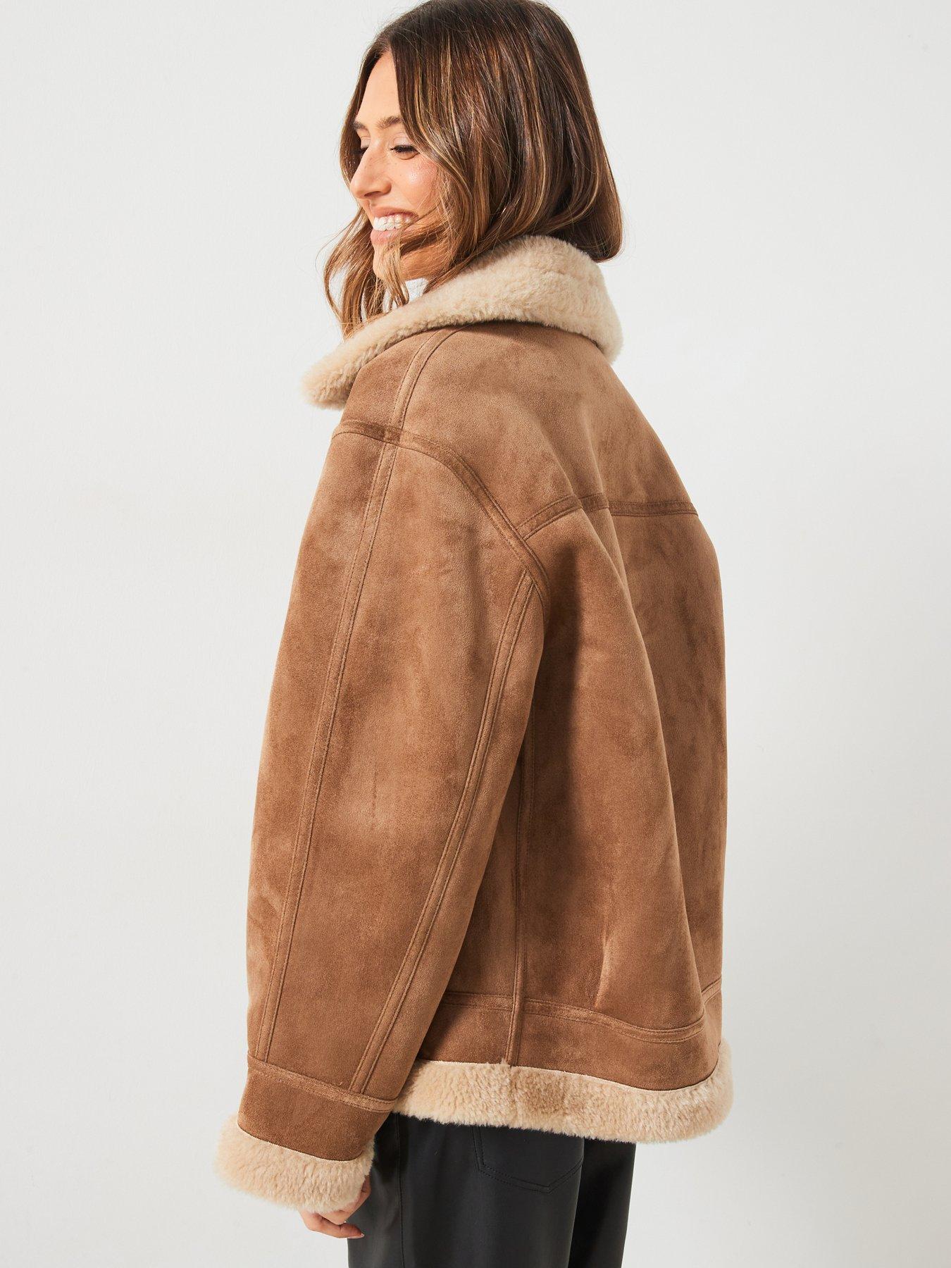 Mango Faux Shearling Lined Jacket Mango Tan Jacket With Shearling