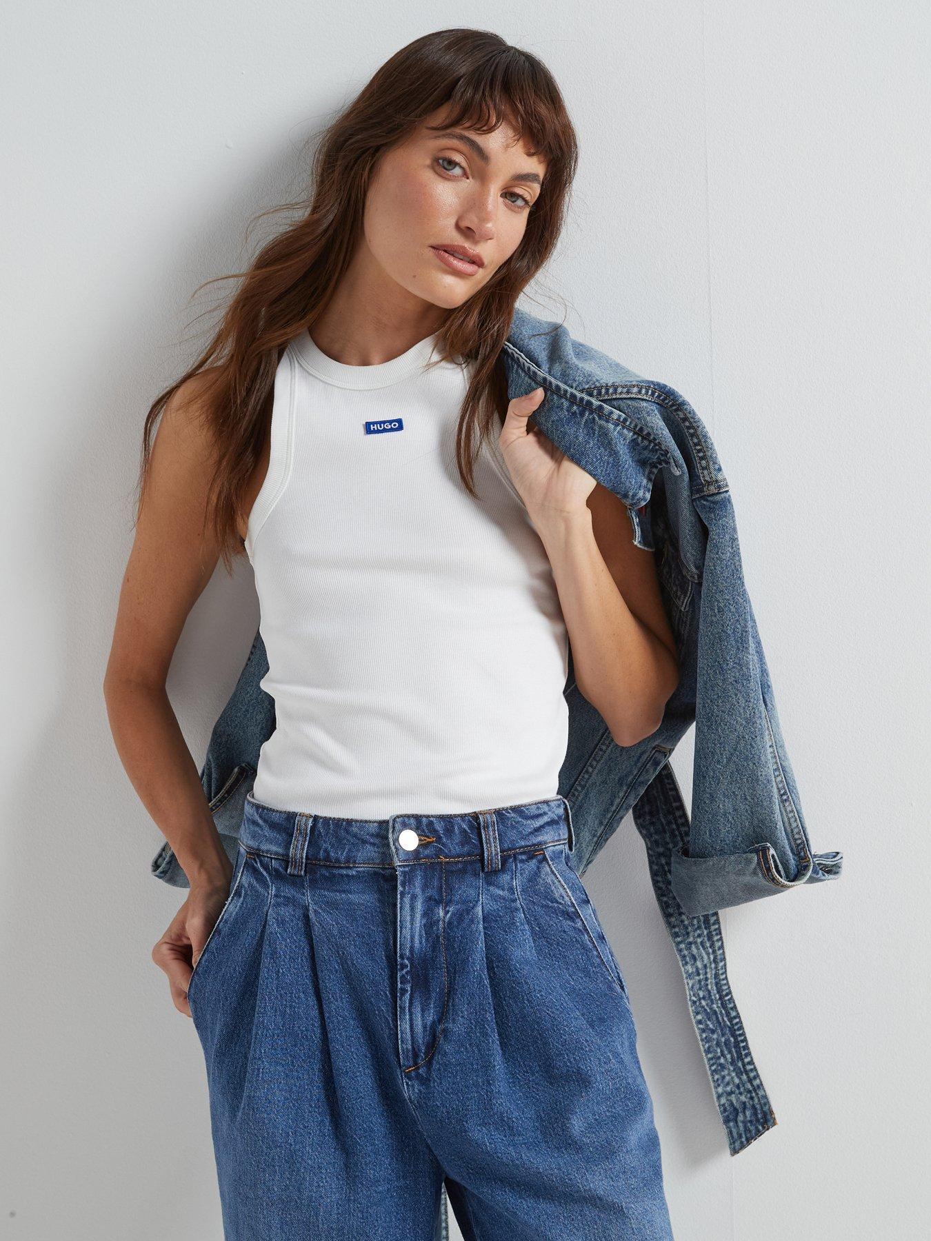 HUGO Easy Logo Tank Top - White