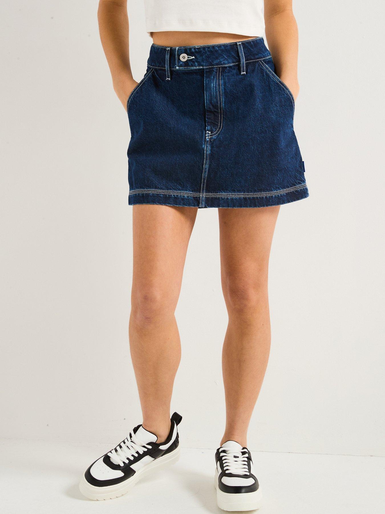 hugo-garalia-denim-mini-skirt-navyfront