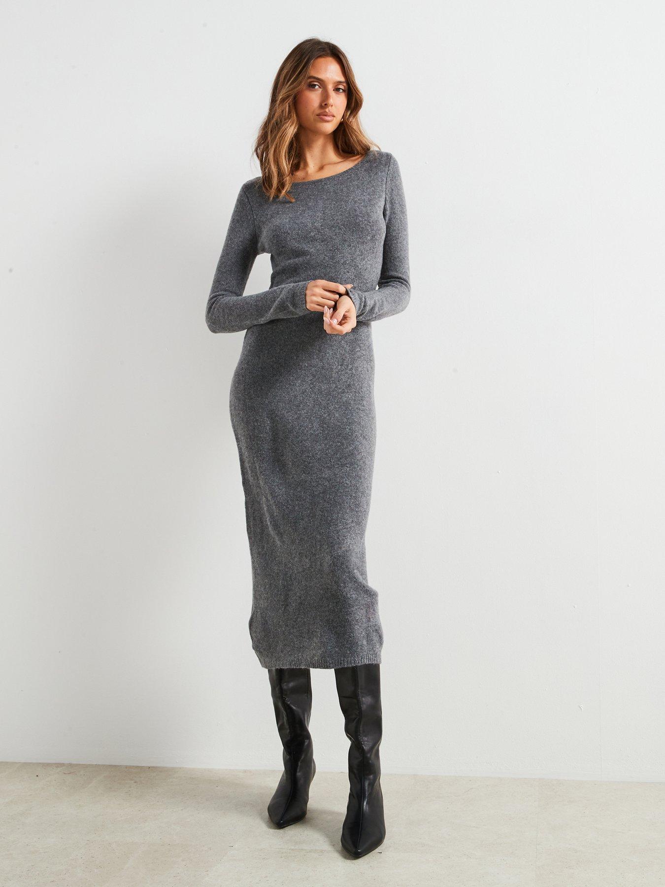 mango-knit-midi-dress-grey