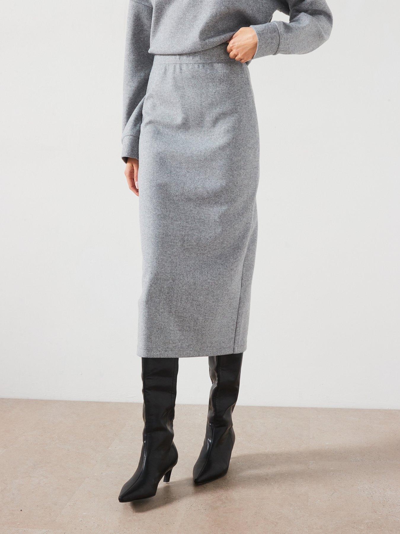 undefined Co-Ord Plush Skirt - Grey