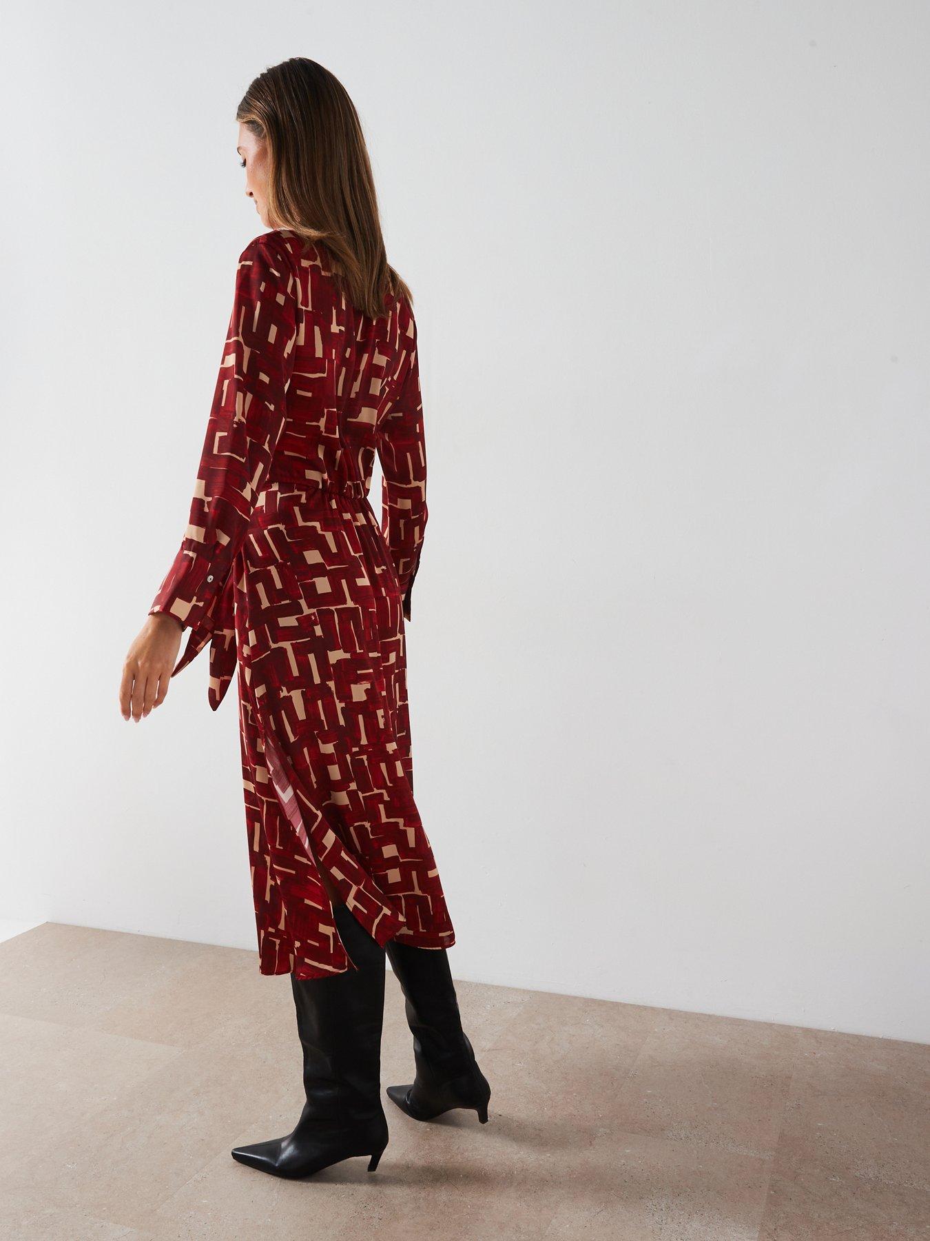 mango-geometric-print-midi-shirt-dress-redstillFront