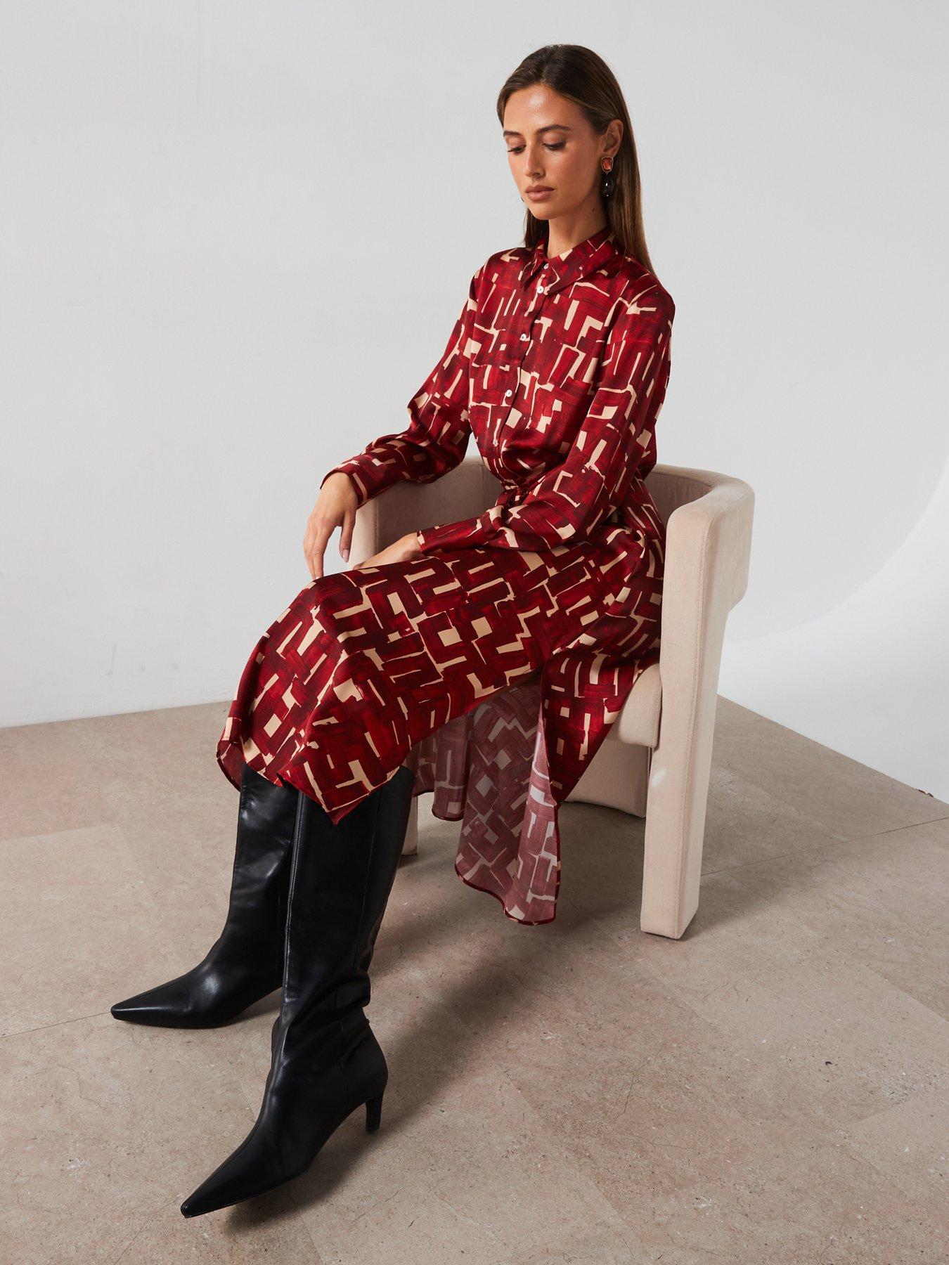 mango-geometric-print-midi-shirt-dress-redback