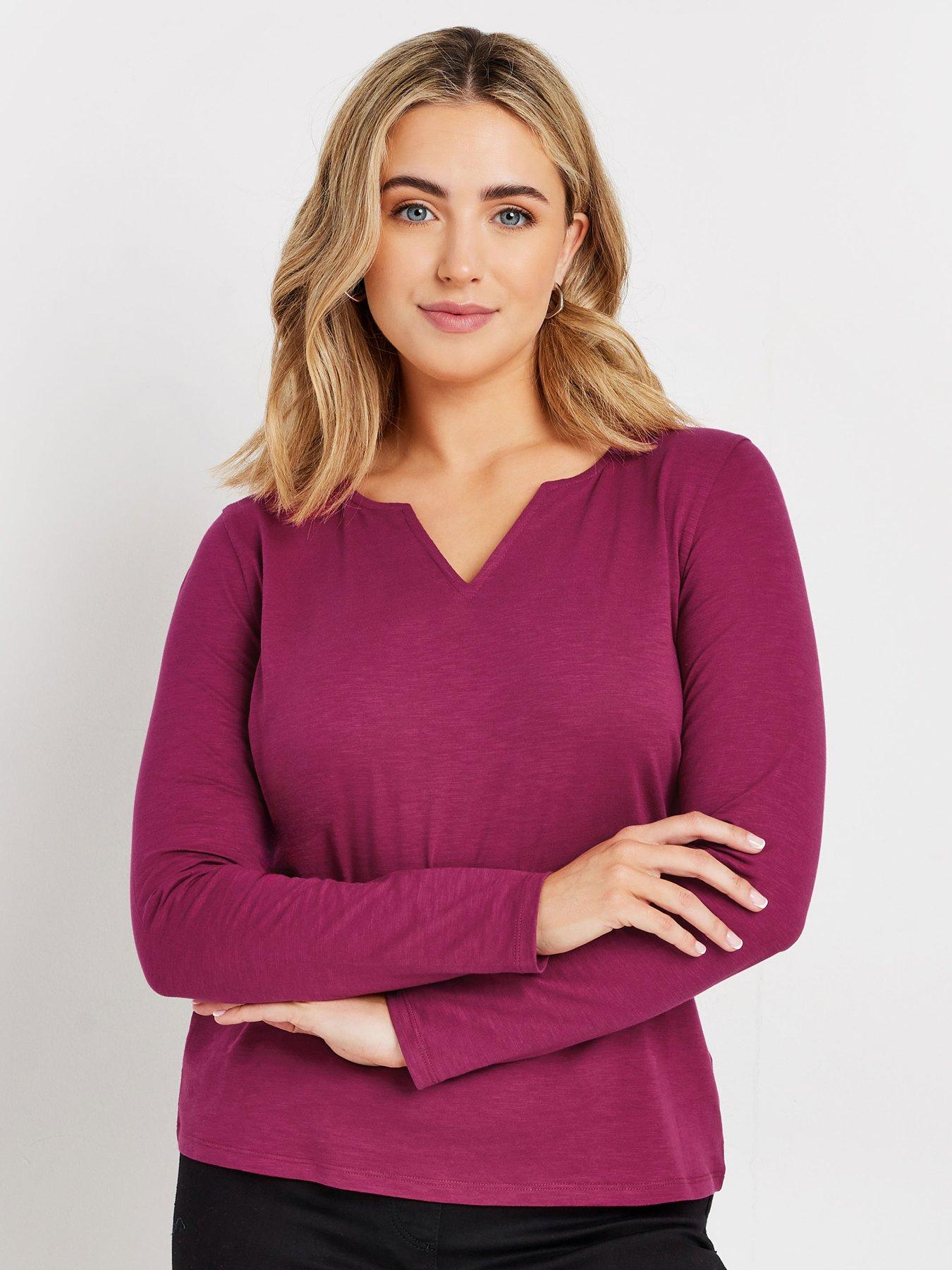 mco-cotton-v-neck-top-berry