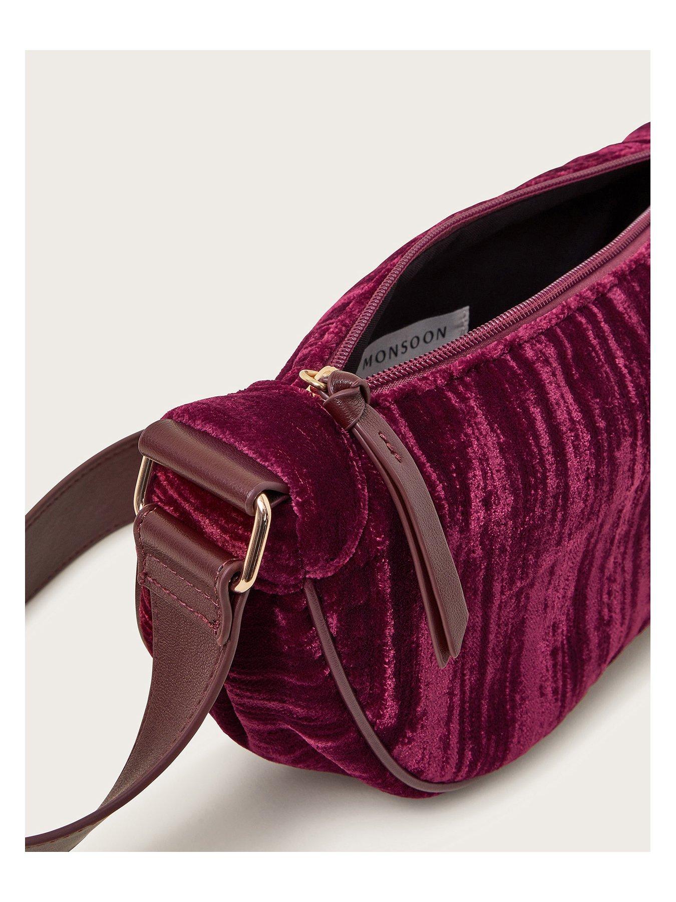 monsoon-val-crushed-velvet-bag-burgundyoutfit