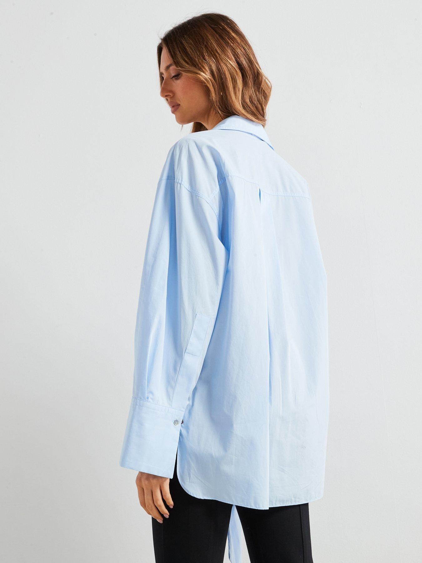 mango-premium-chiffon-tie-neck-shirt-bluestillFront