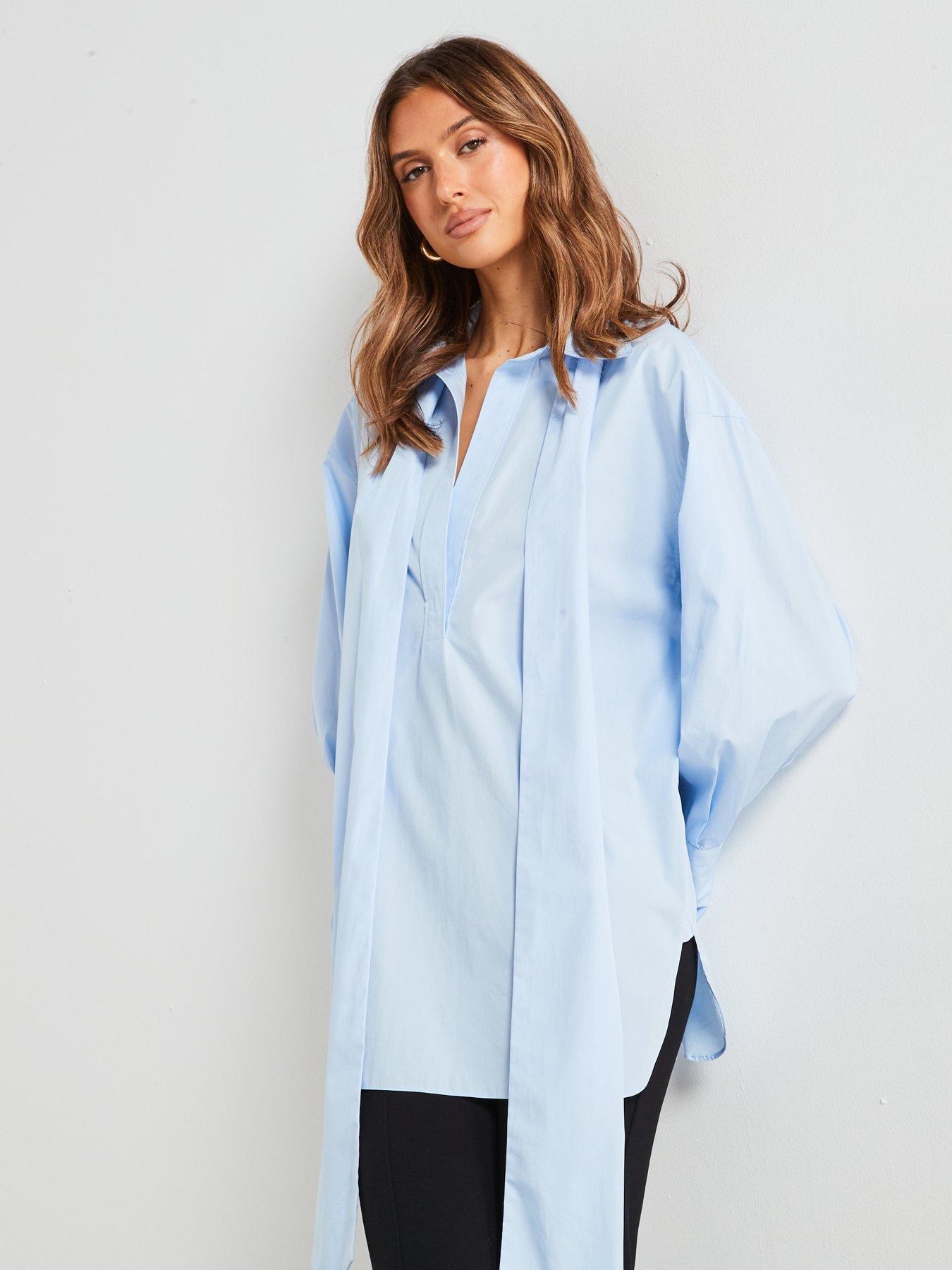 mango-premium-chiffon-tie-neck-shirt-bluedetail