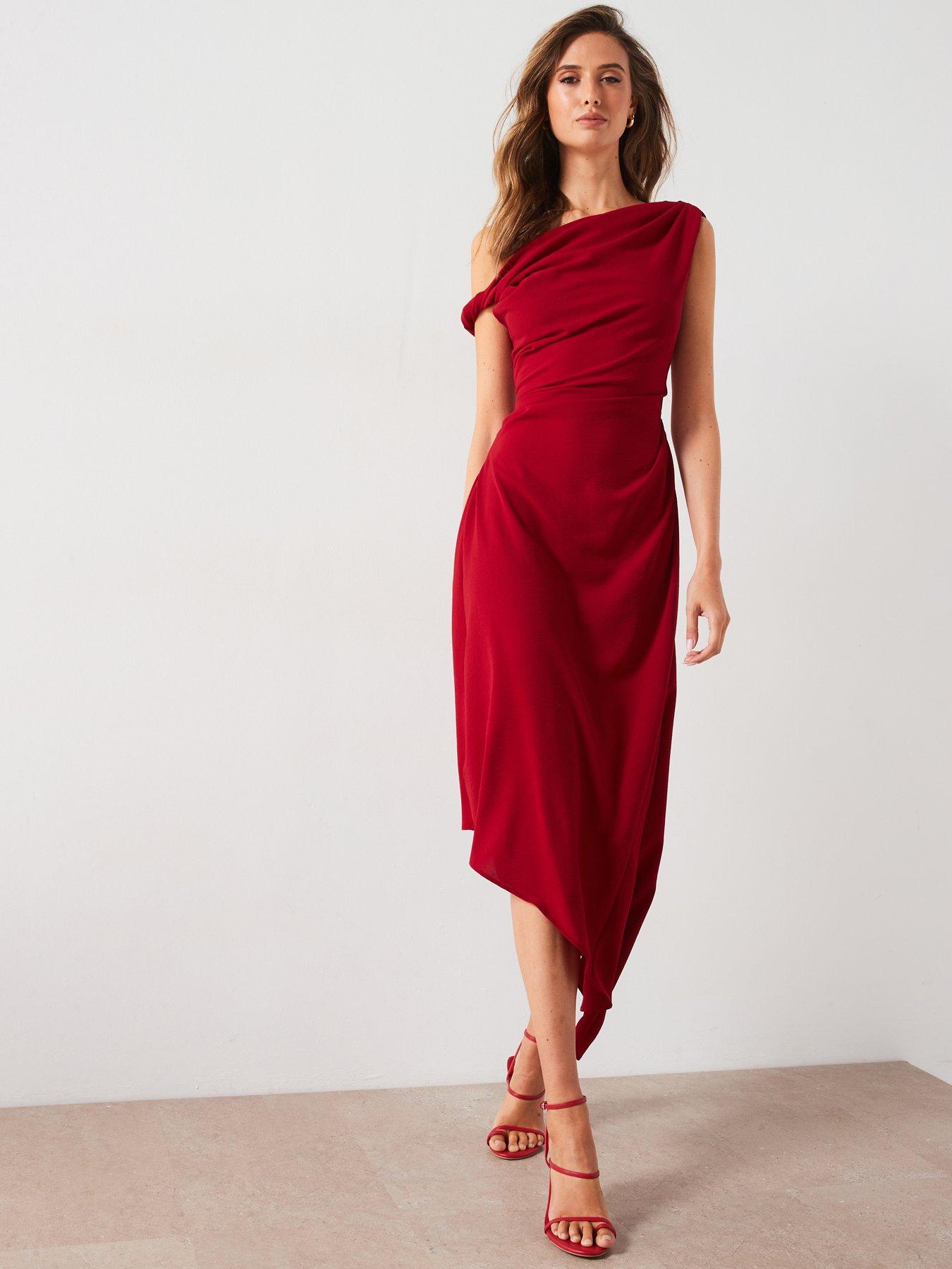 mango-asymmetric-midi-dress-red