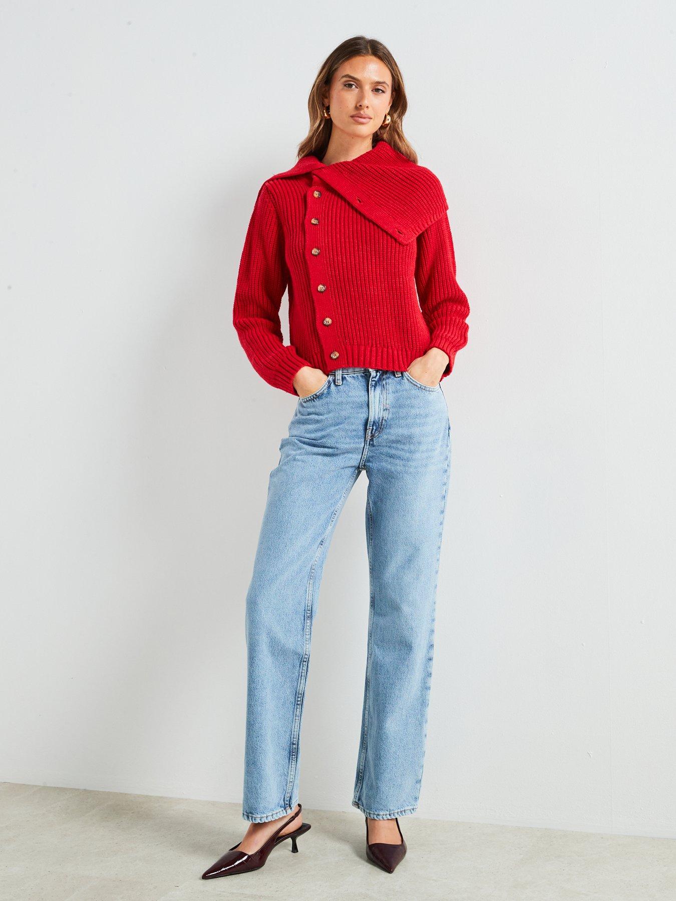 mango-funnel-neck-buttoned-sweater-redback