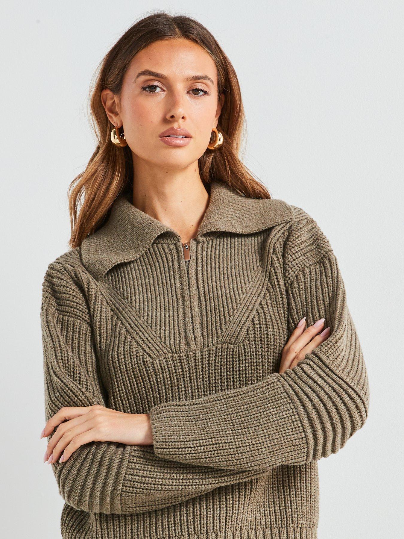 mango-ribbed-sweater-with-zip-collar-greendetail