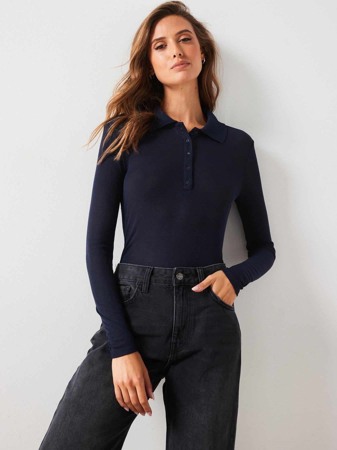 mango-knitted-polo-top-navy