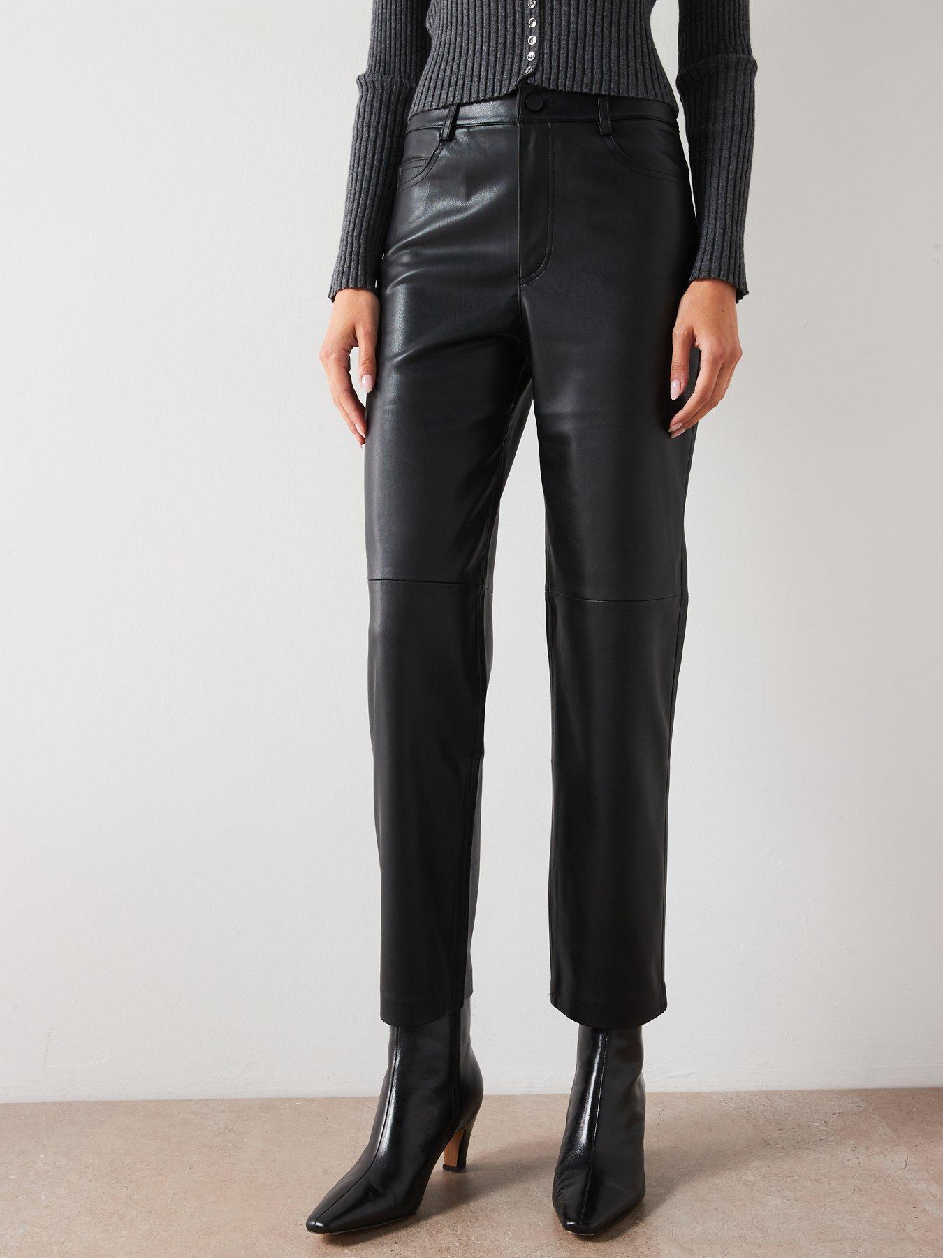 mango-leather-effect-straight-trousers-black