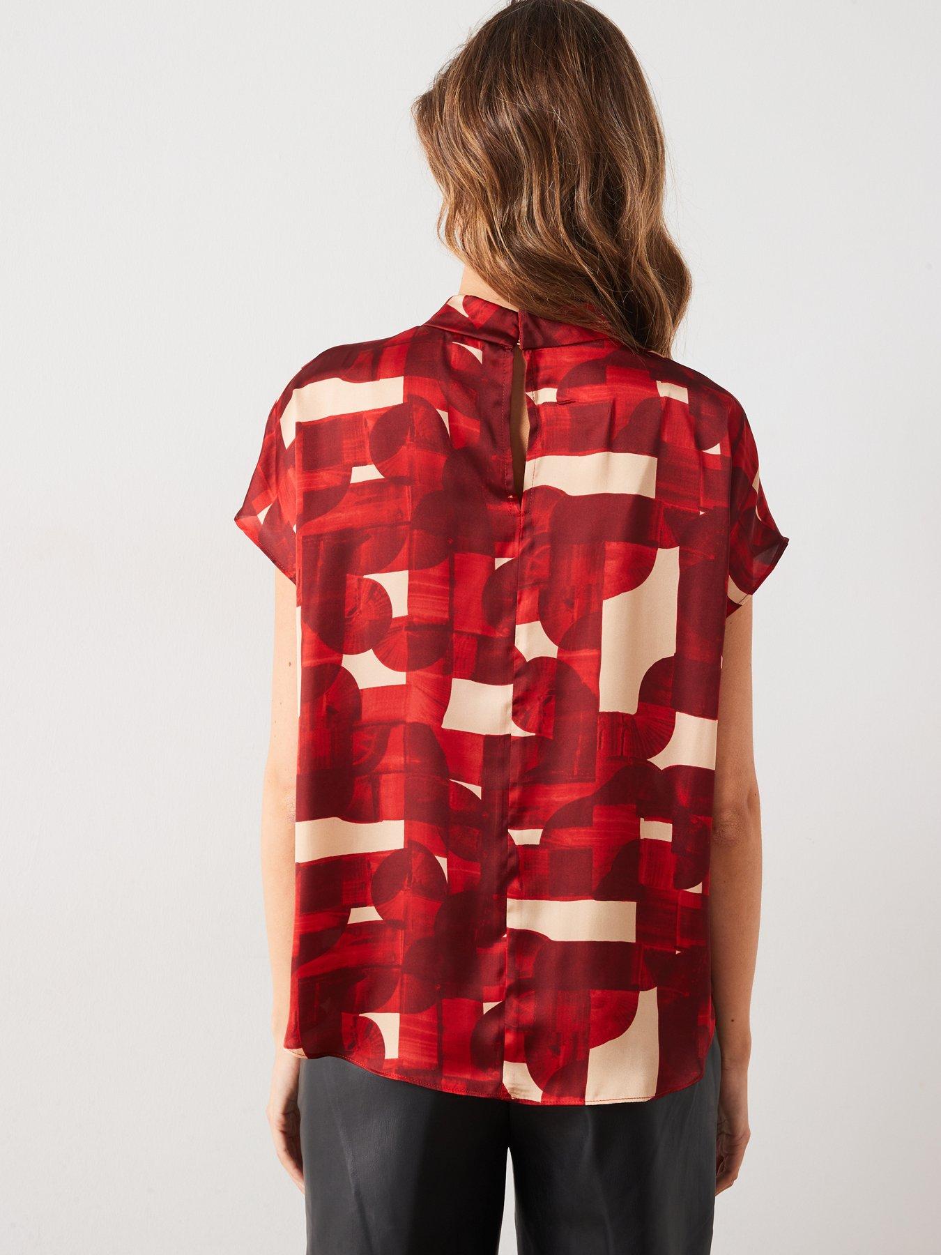 mango-high-neck-short-sleeved-blouse-redstillFront