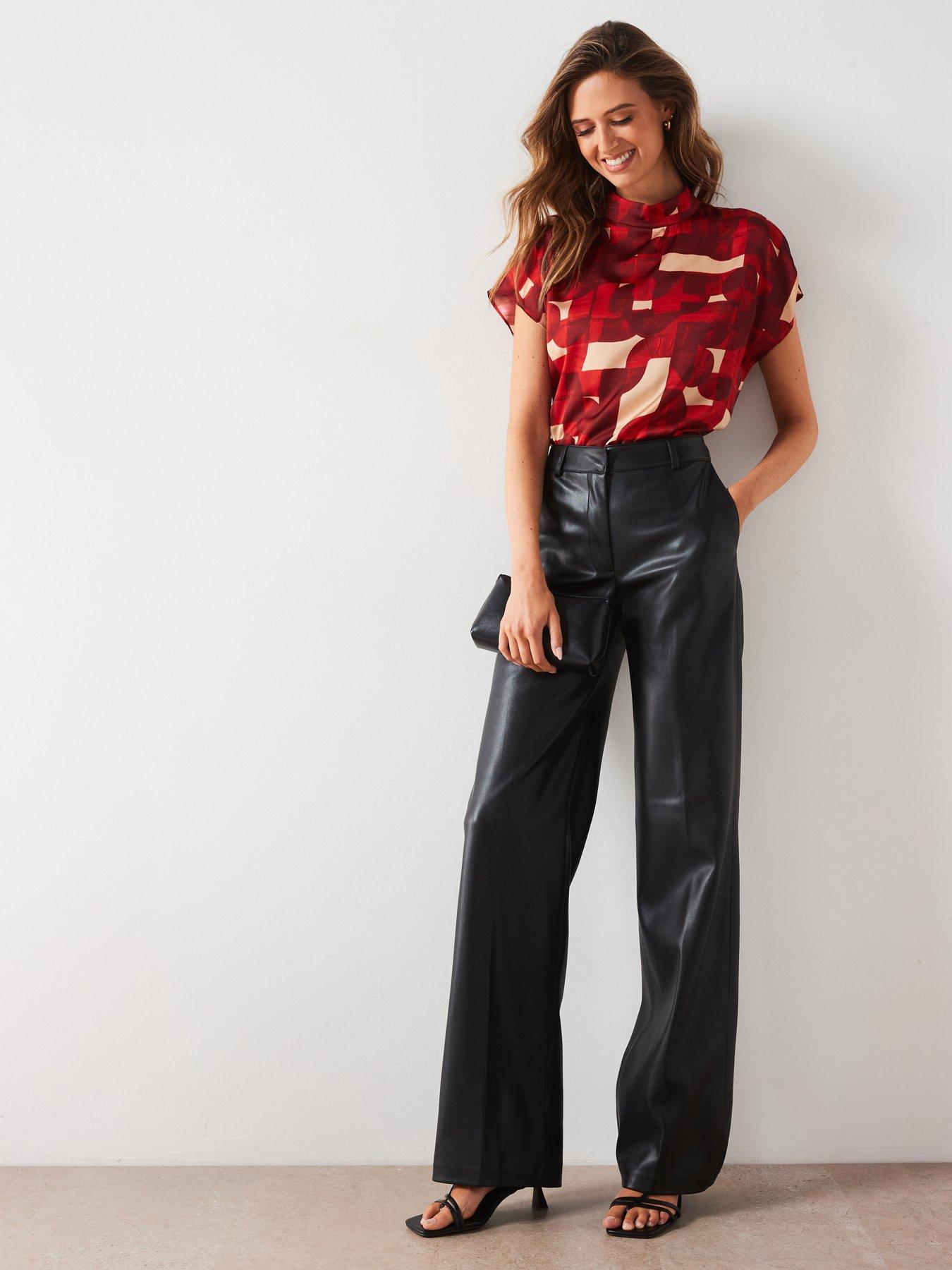 mango-high-neck-short-sleeved-blouse-redback