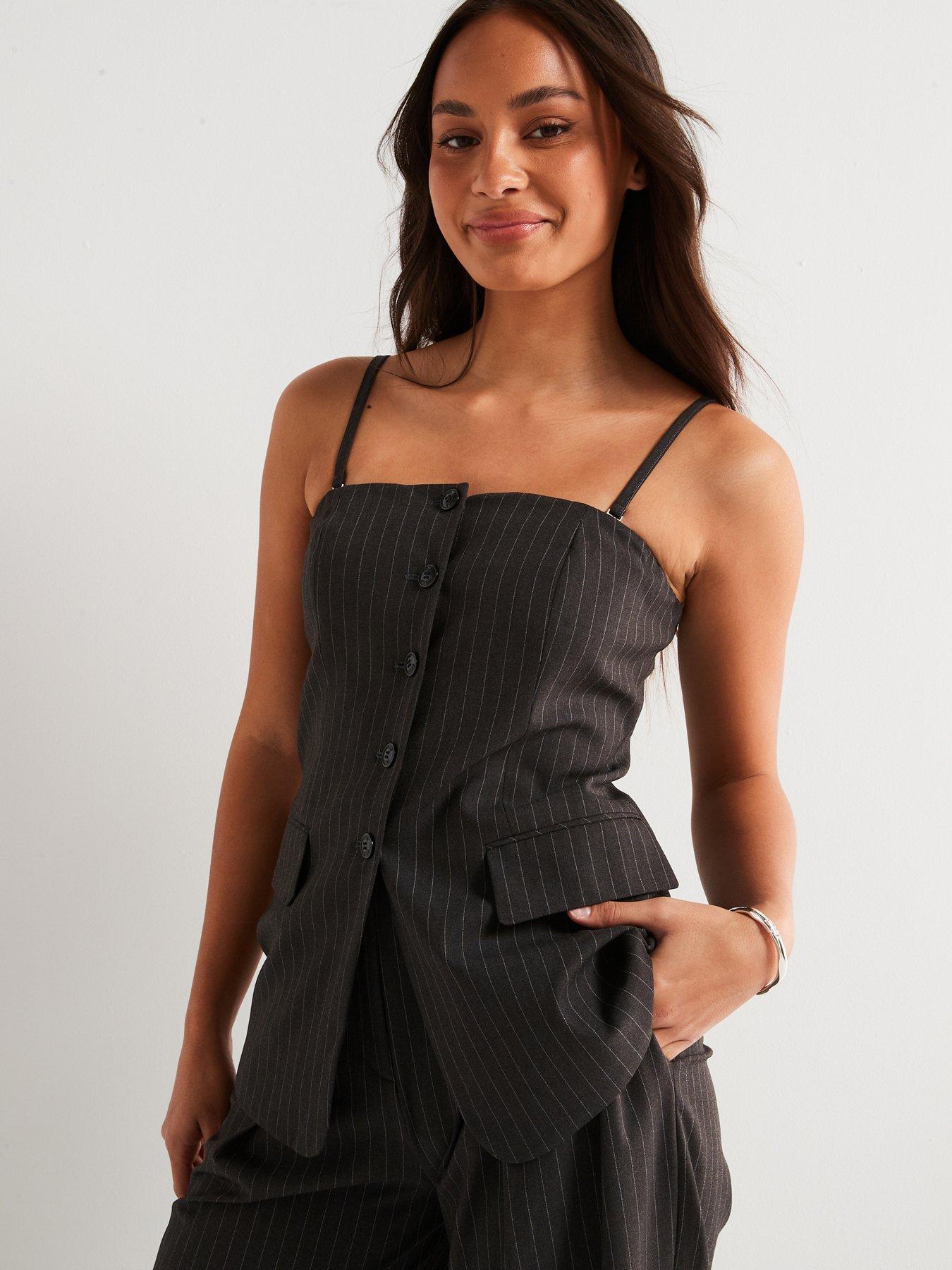 hugo-adiane-pinstripe-waistcoat-grey