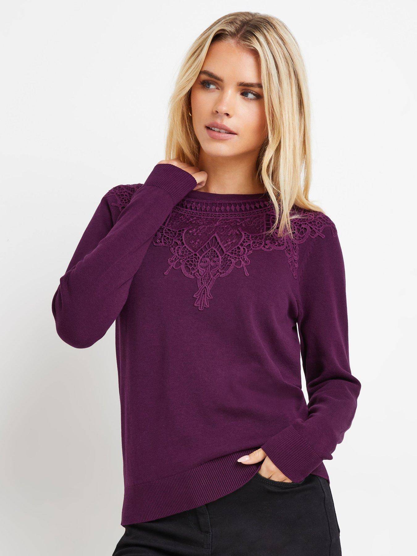 mco-petite-lace-trim-jumper-purple