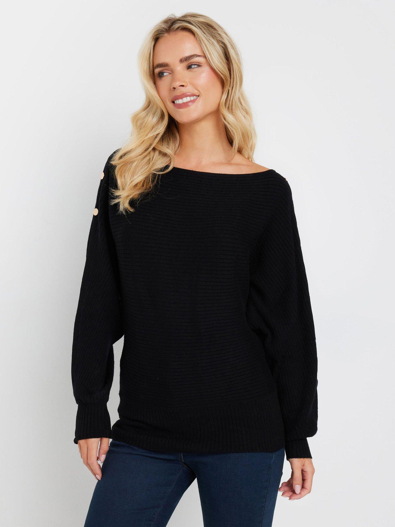 mco-petite-rib-button-detail-jumper-black