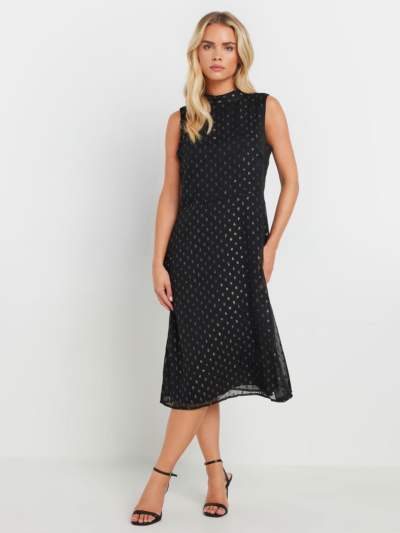 mco-petite-high-neck-fit-and-flare-dress-black