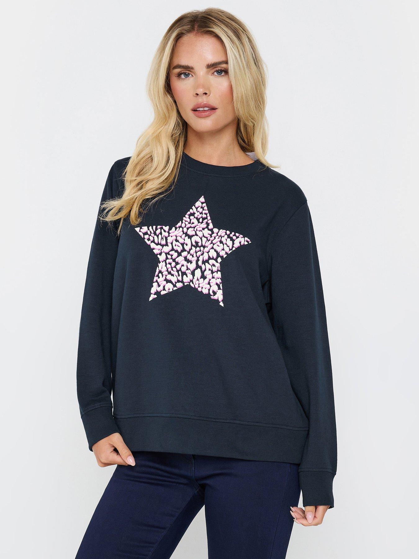 mco-petite-animal-print-star-jumper-blue