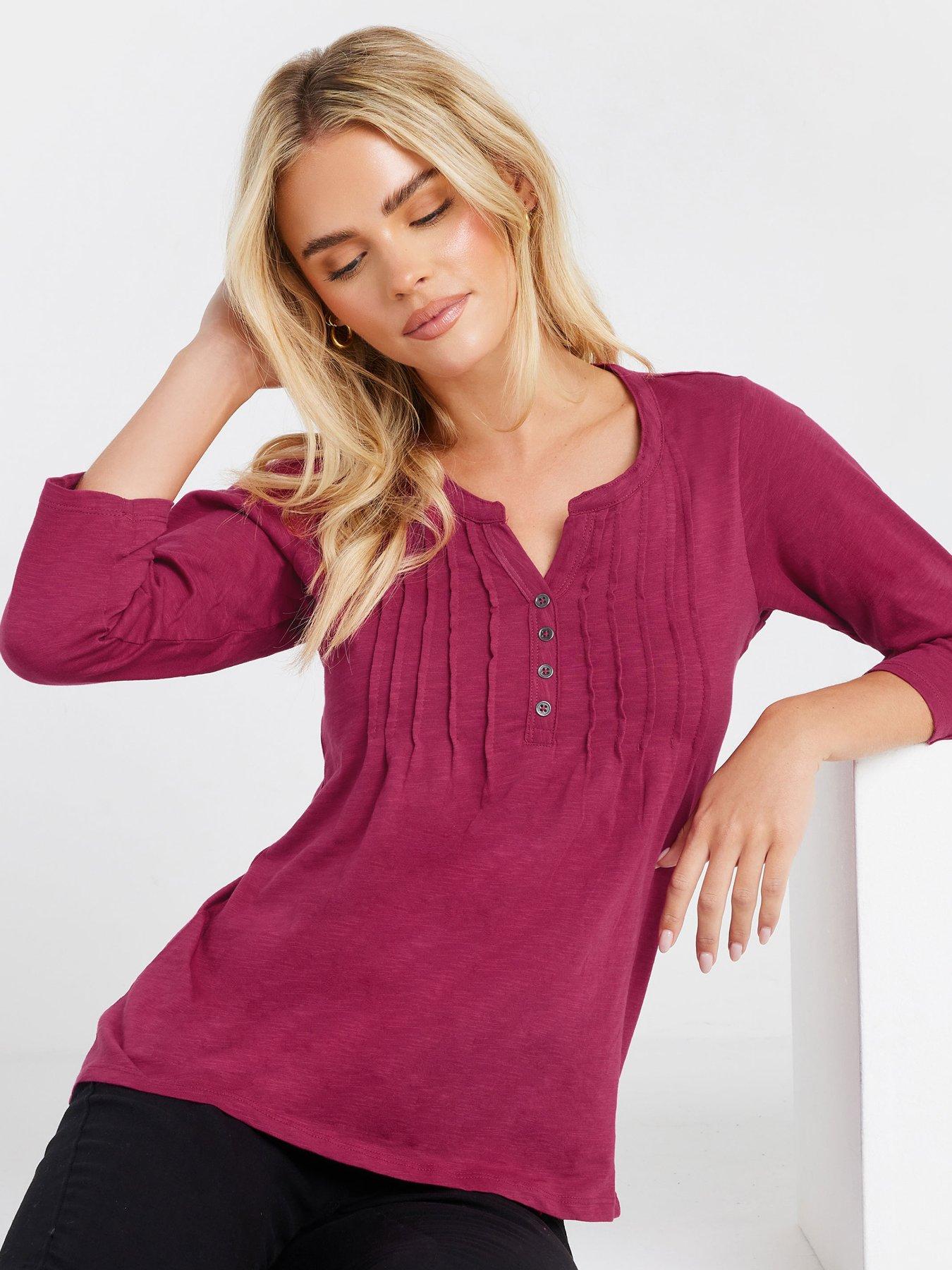 mco-petite-34-sleeve-top-pink