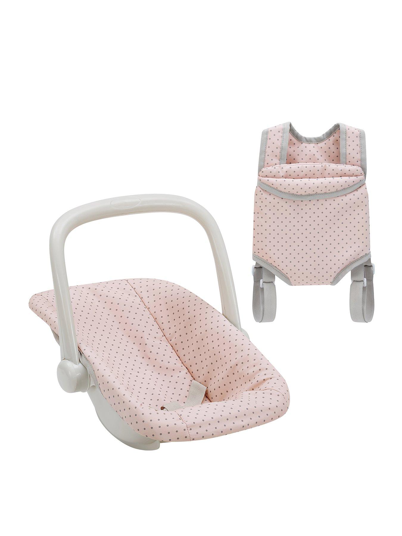 Teamson Kids Olivia's Little World Polka Dot Princess 2pc. Baby Doll Carrier and Car Seat Set