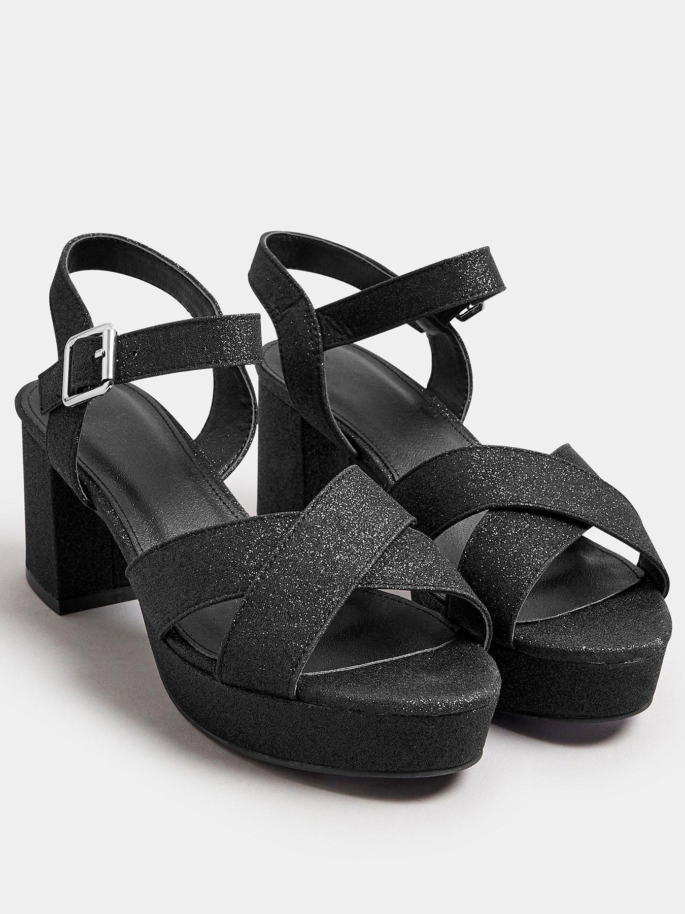 yours-extra-wide-fit-glitter-cross-over-strap-heels-blackstillFront