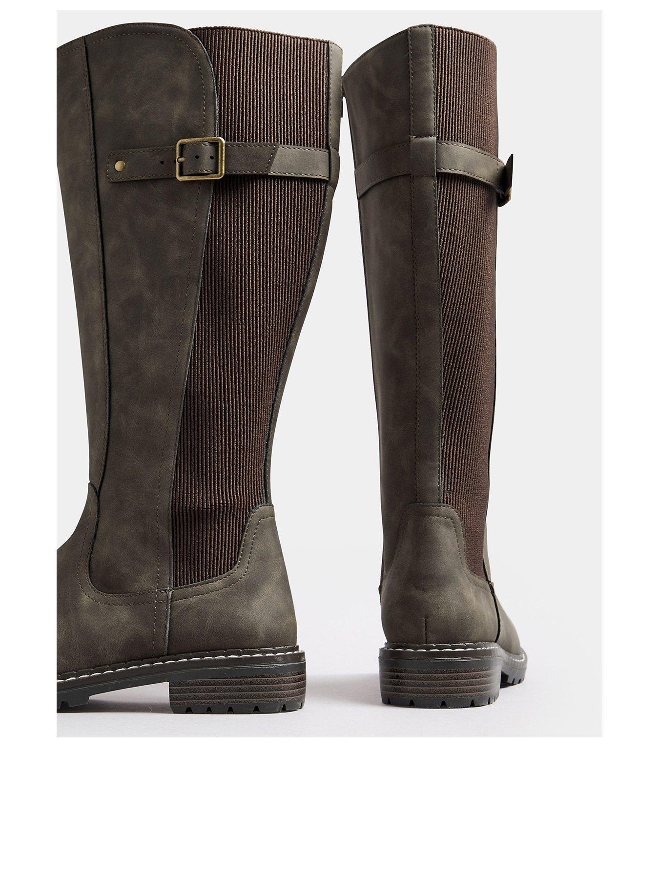 yours-extra-wide-fit-cleated-stretch-knee-high-boots-brownback