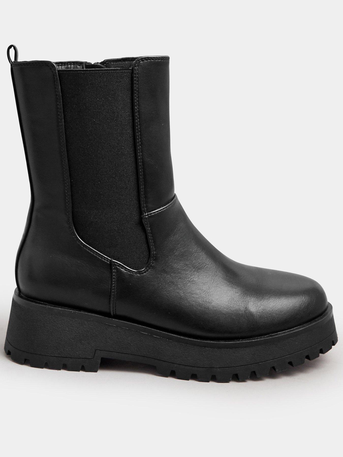 Image 1 of 4 of Yours Extra Wide Fit Chunky Wedge Chelsea Boot - Black