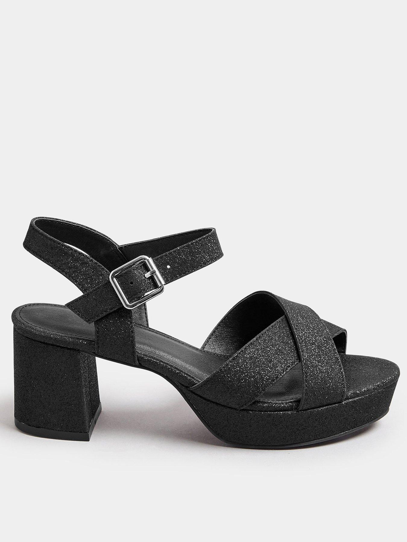 yours-extra-wide-fit-glitter-cross-over-strap-heels-black