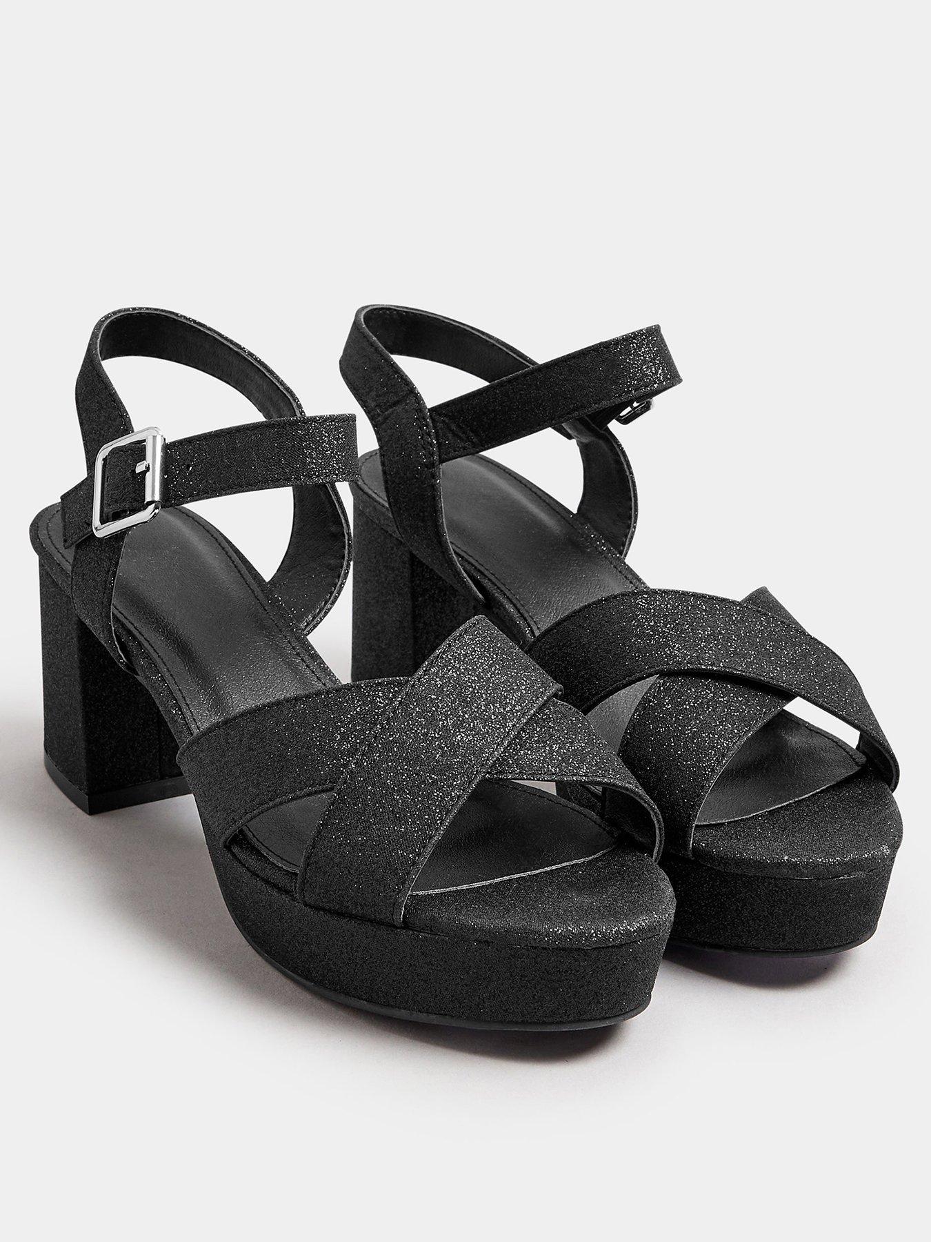 yours-extra-wide-fit-glitter-cross-over-strap-heels-blackstillFront