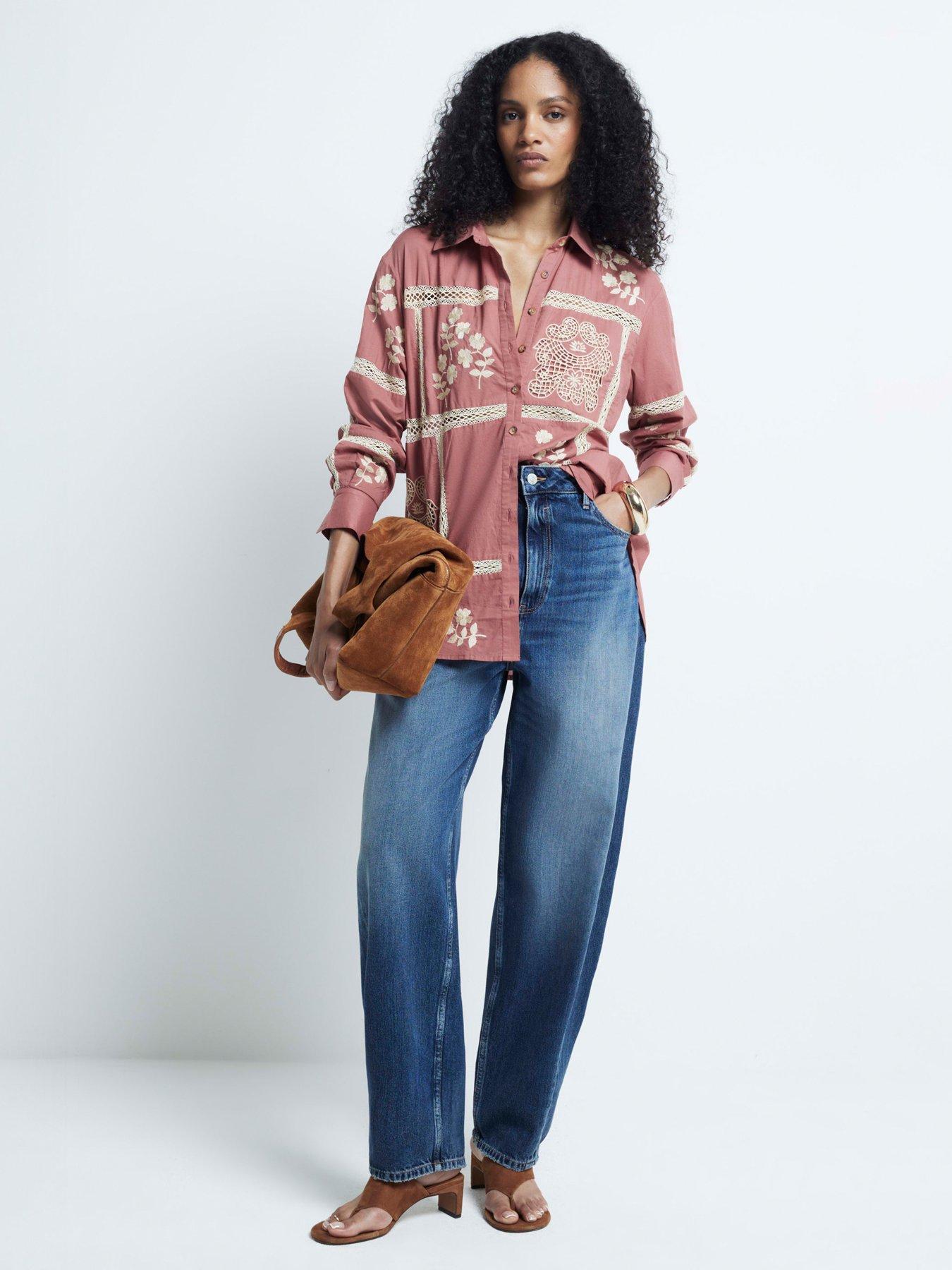 river-island-patchwork-lace-shirt-dark-pink