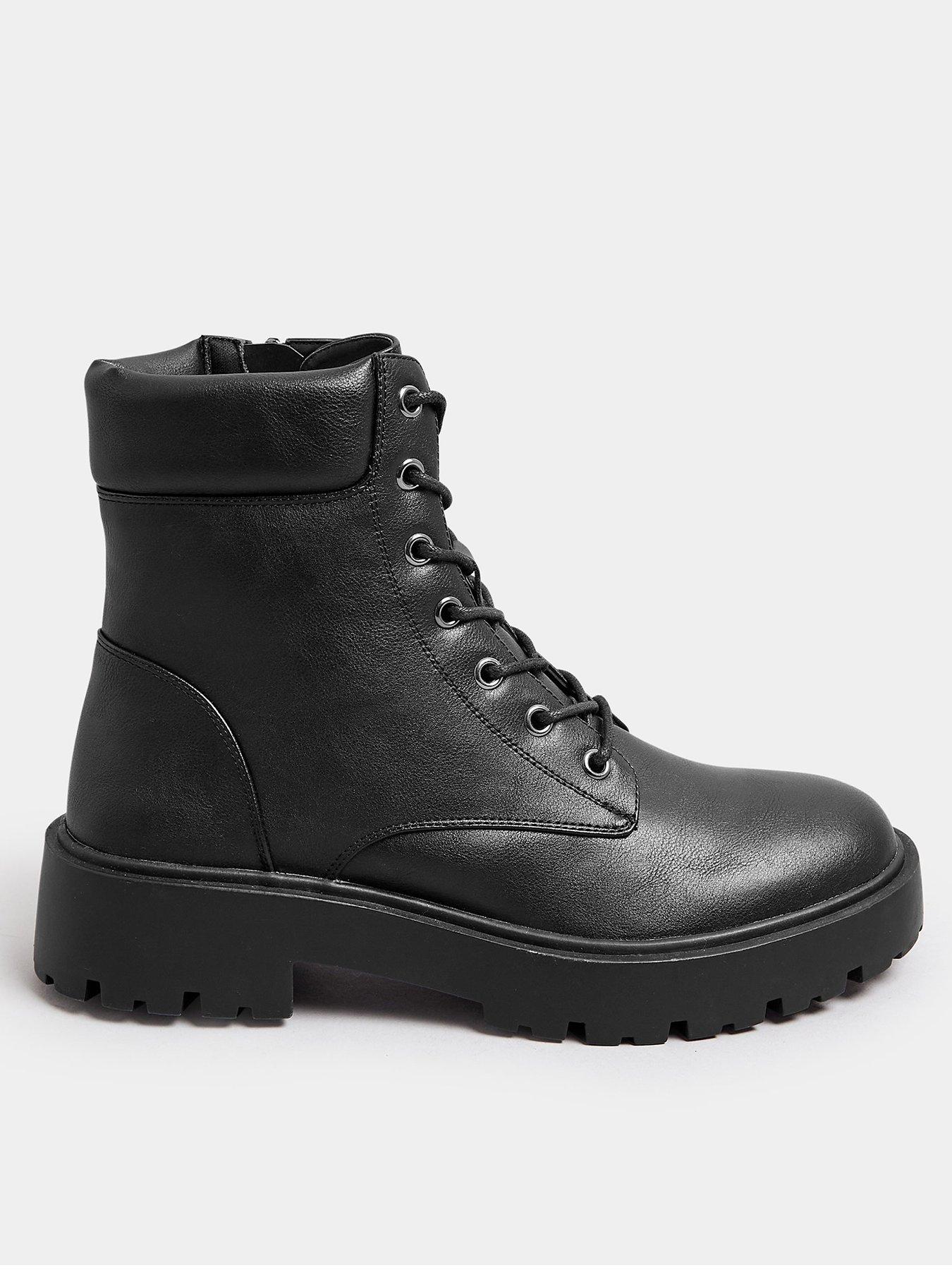 yours-wide-fit-chunky-lace-up-boots-black