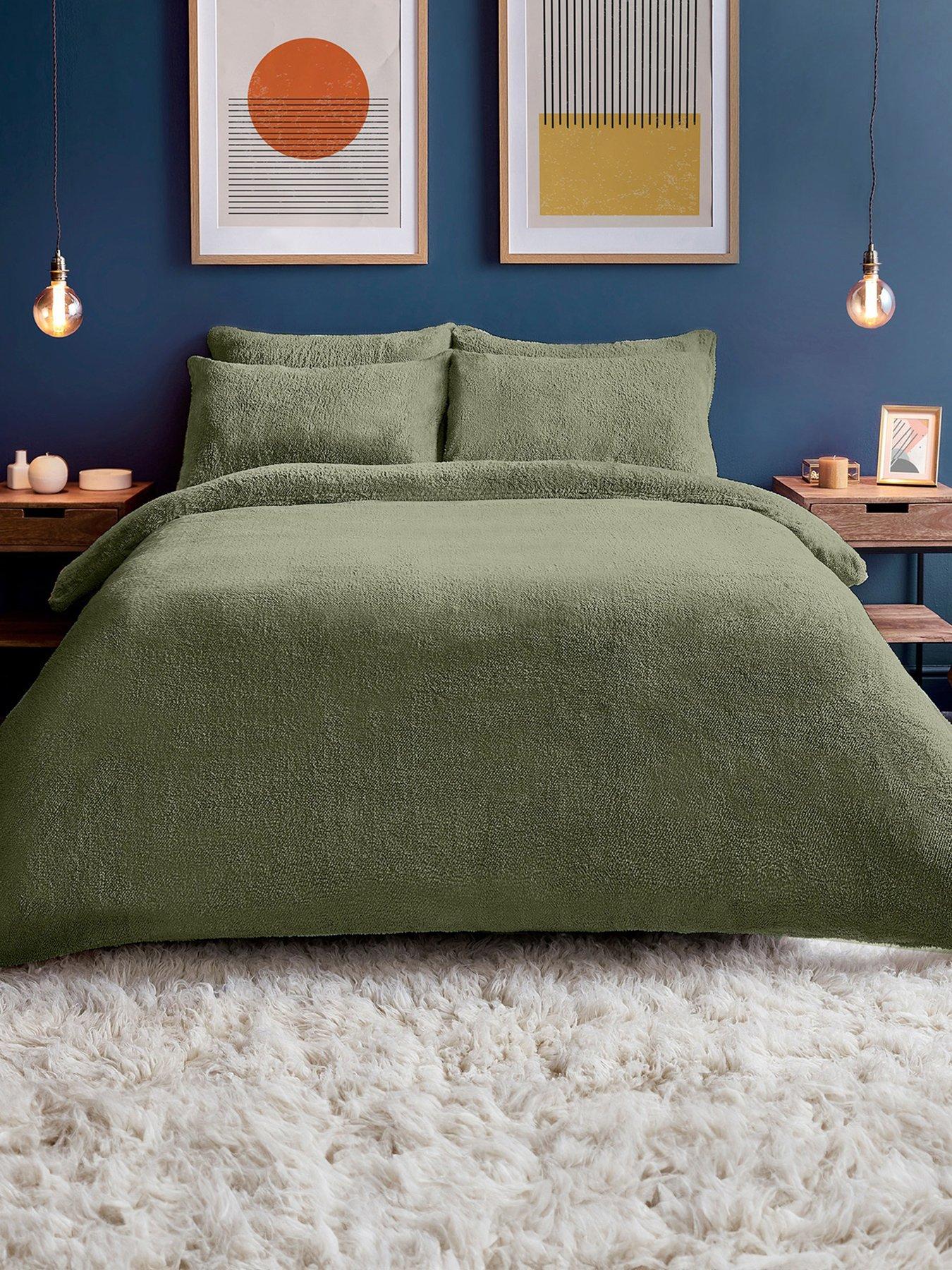 silentnight-teddy-fleece-duvet-set-sage-king
