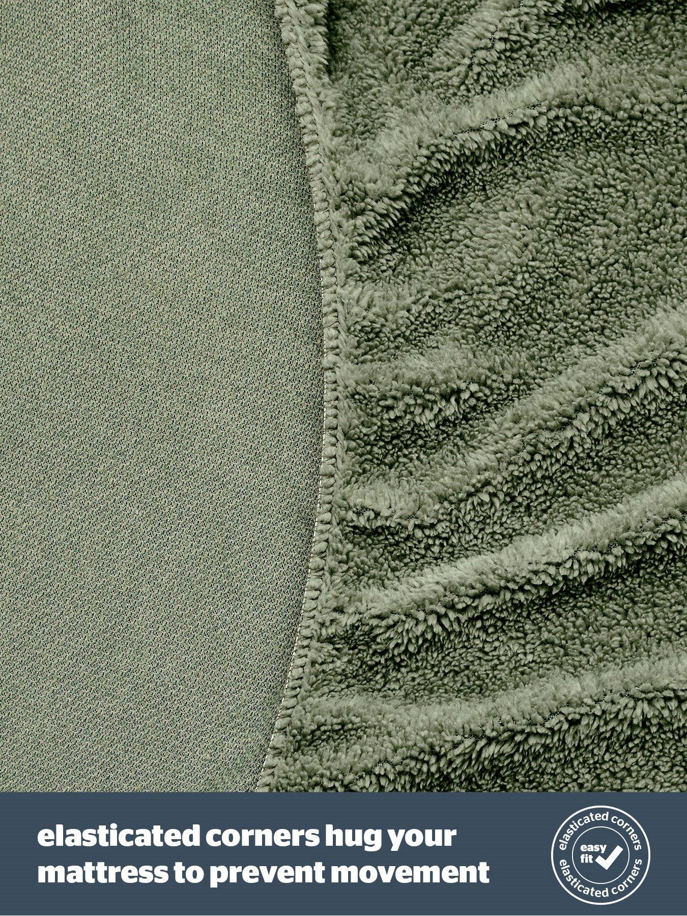 Image 4 of 6 of Silentnight Teddy Fleece Fitted Sheet - Sage - King