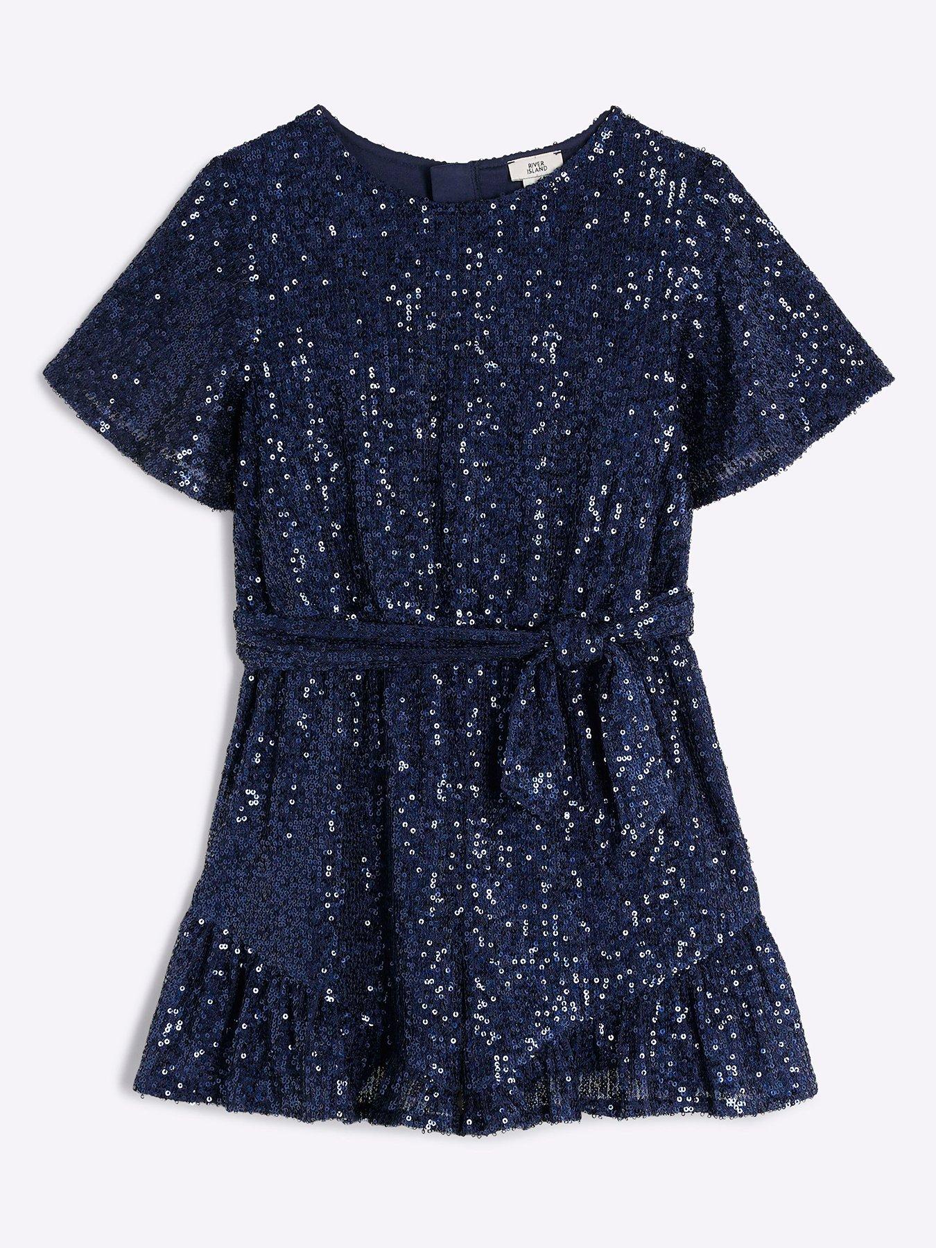 river-island-girls-sequin-belted-party-playsuit-navy